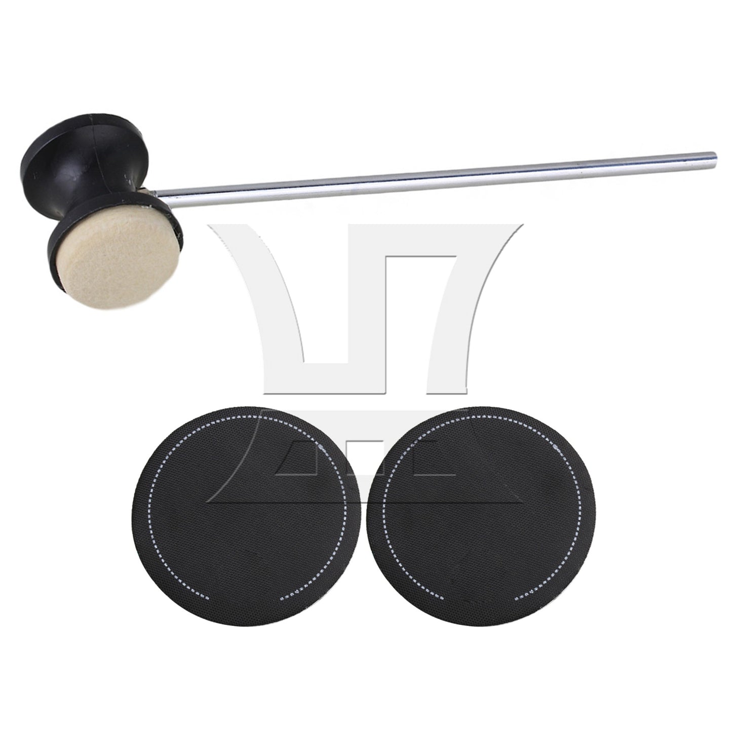 Round Shape Stainless Steel Shaft 7.48 x 1.97inch White Felt Bass Drum Beater