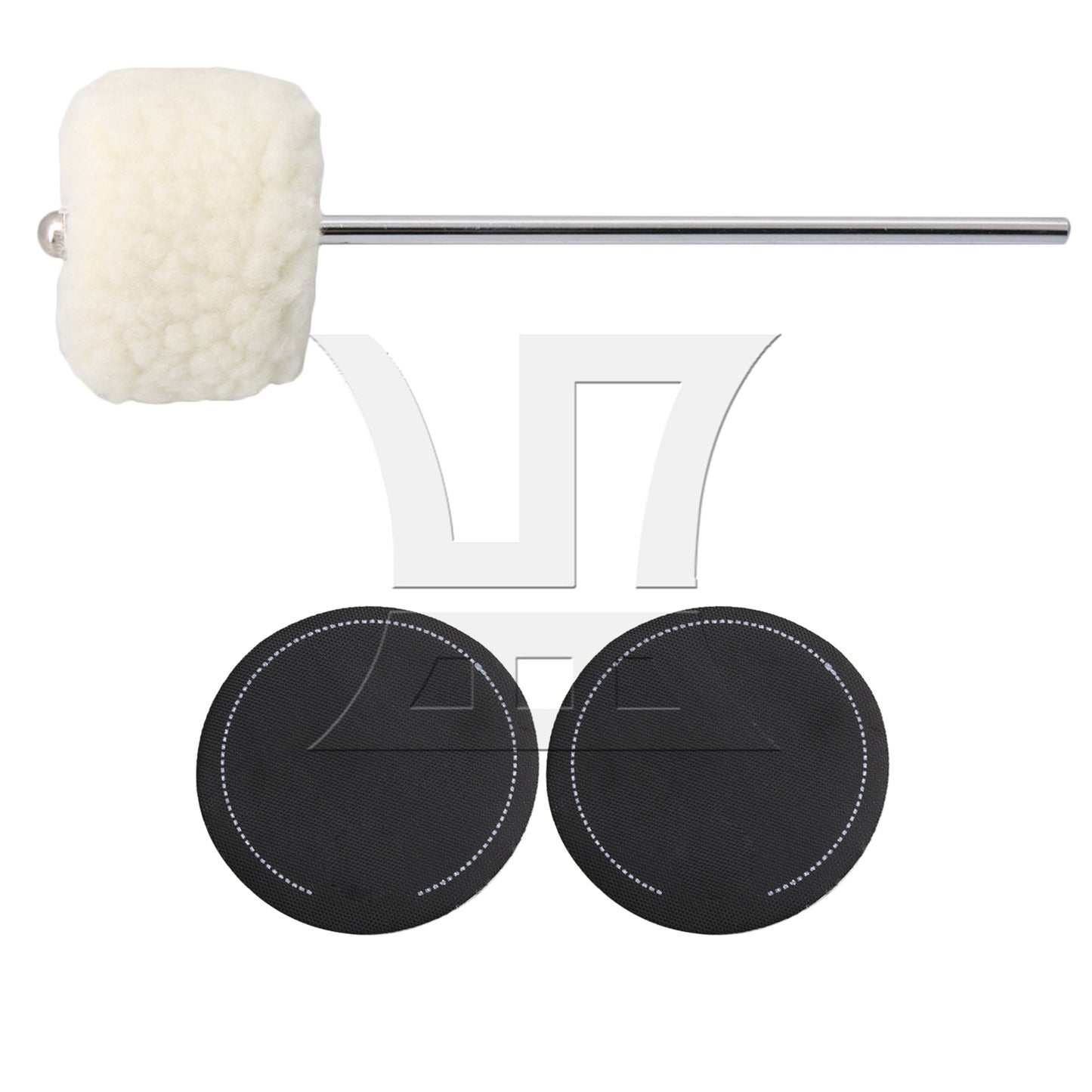 Round Shape Stainless Steel Shaft 7.48 x 1.97inch White Felt Bass Drum Beater