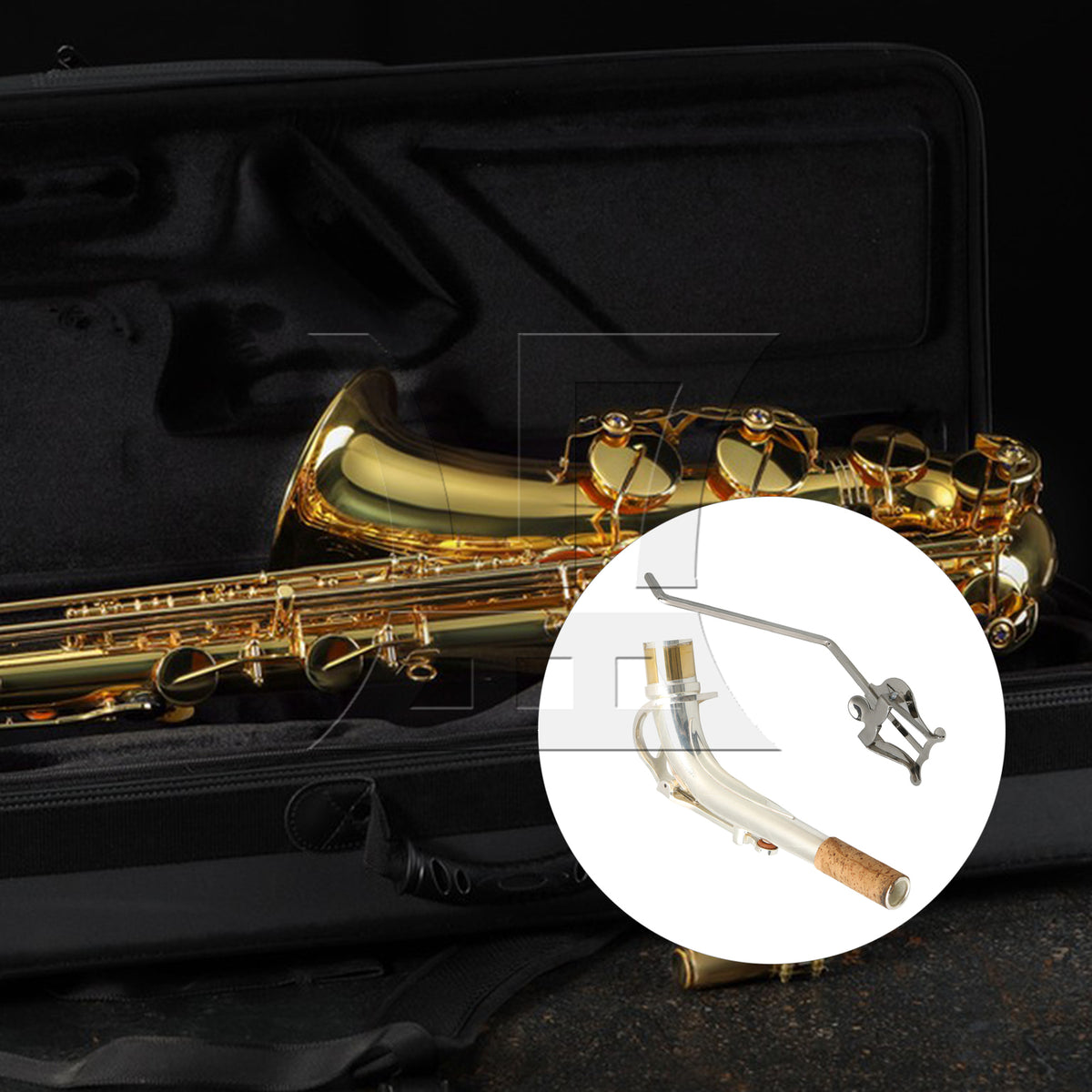 BQLZR 18cm Brass Bend Neck Tube for E Flat Alto Saxophone Gold & Sheet Music Clip
