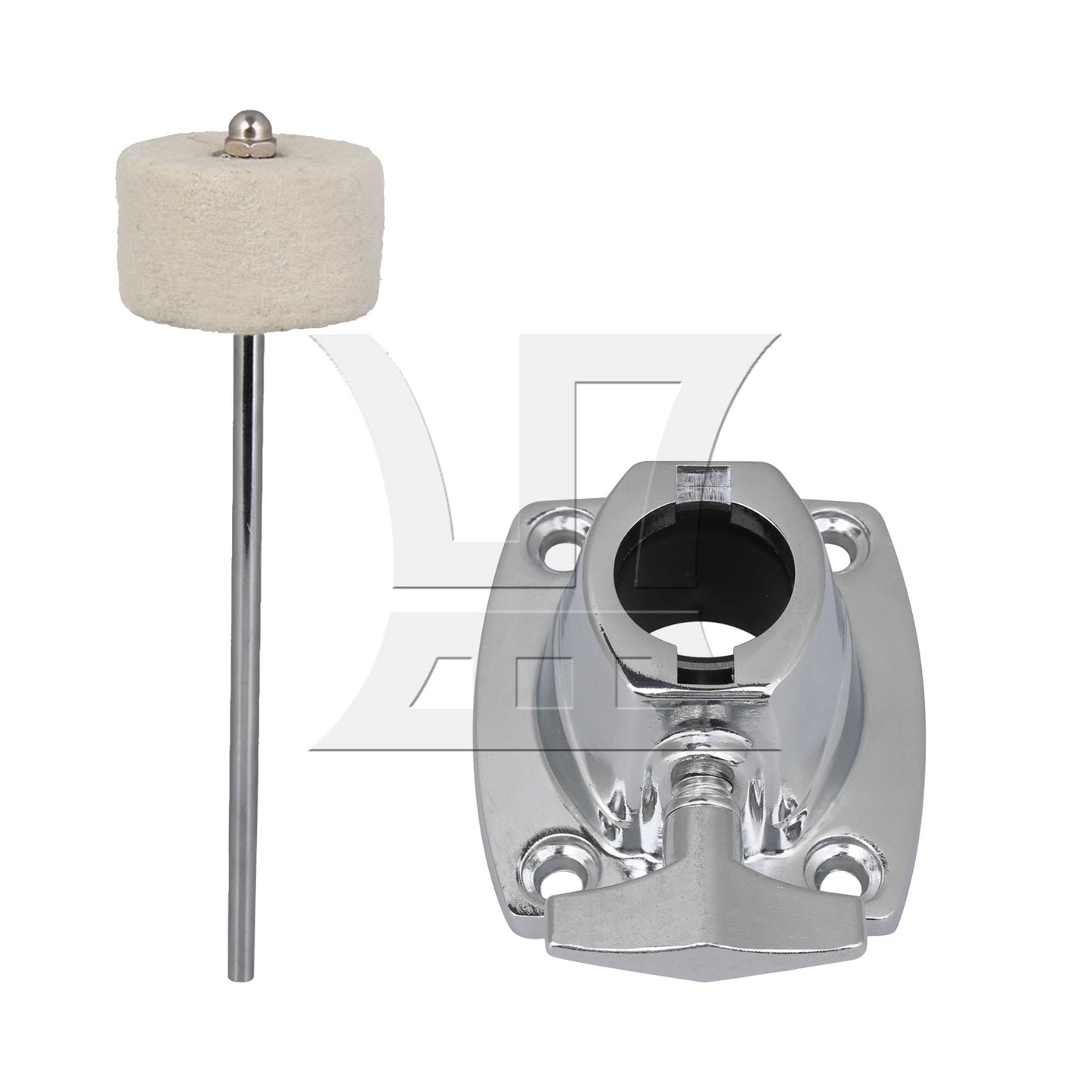 Round Shape Stainless Steel Shaft 7.48 x 1.97inch White Felt Bass Drum Beater