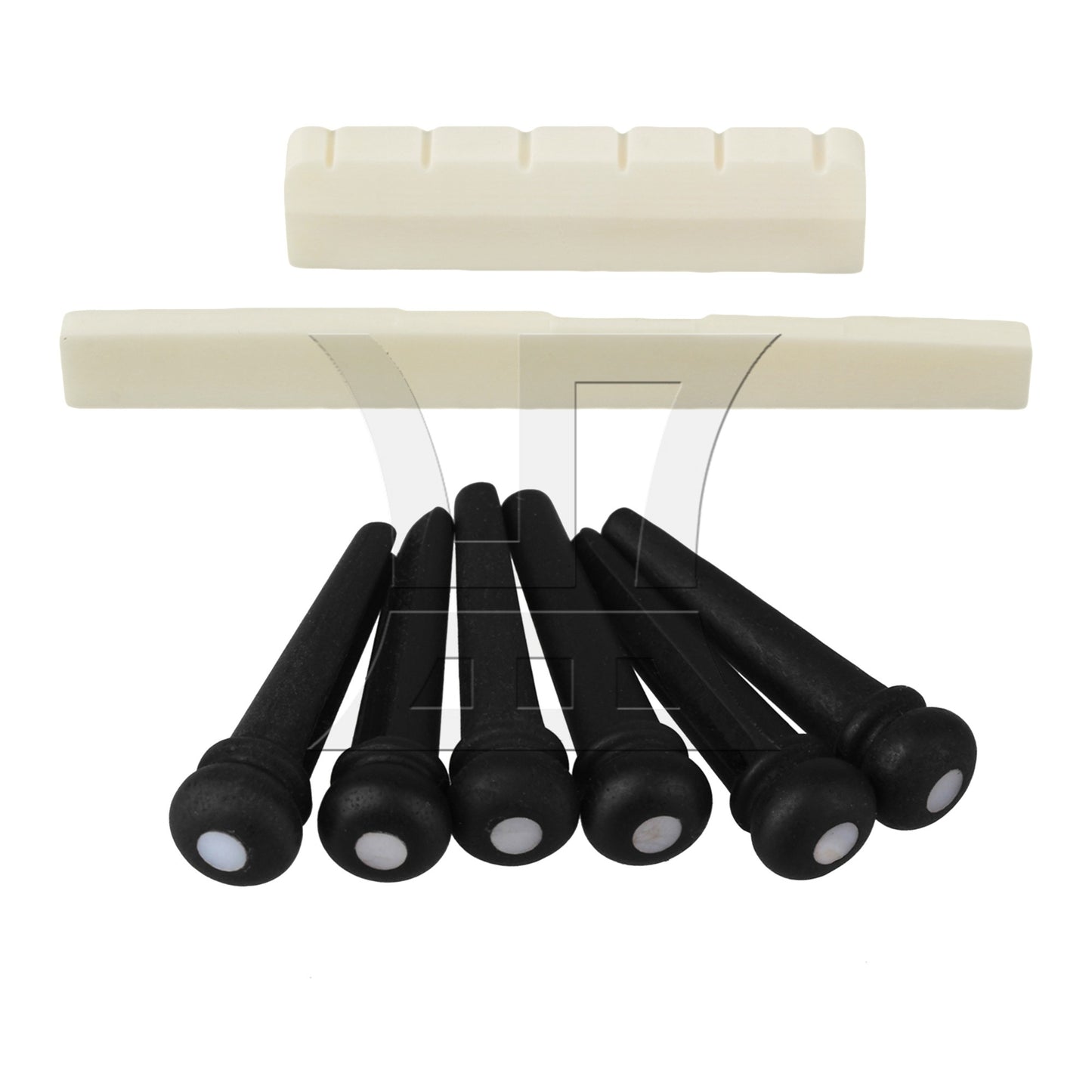 6pcs White Dot Guitar Bridge End Pin Nut For Acoustic Guitar Black Ebony Shell