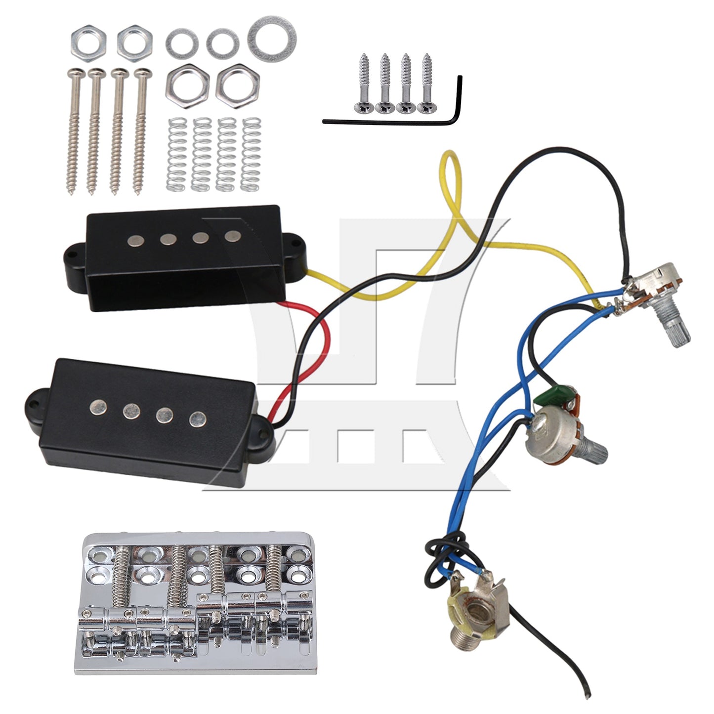 Prewired Neck & Bridge Humbucker Pickups Set for 4-string Guitar