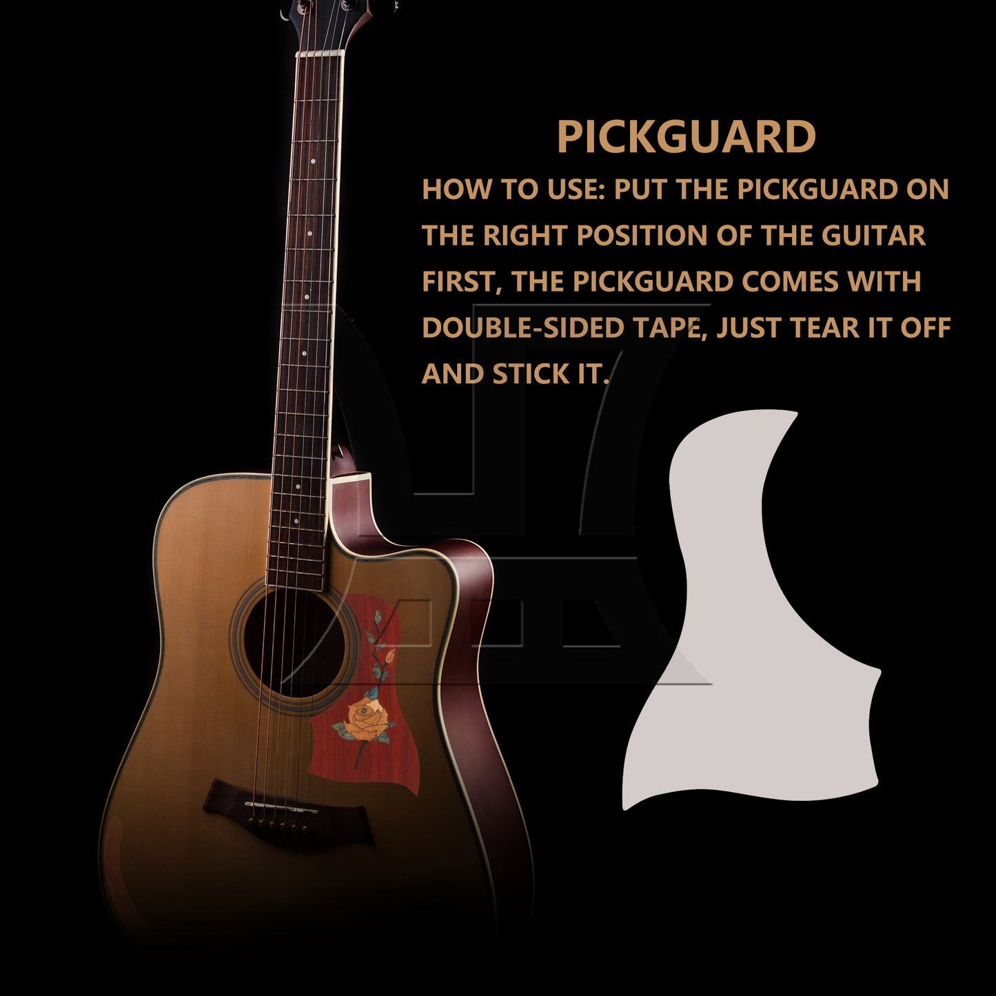 Mahogany Guitar Arm Rest with Pickguard 50x Celluloid Picks for 40 - 41 inch