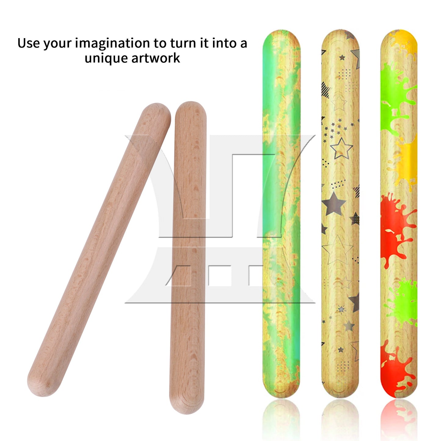 4Pieces Classical Wood Claves for Percussion Instruments 7.87 x 0.75 inches