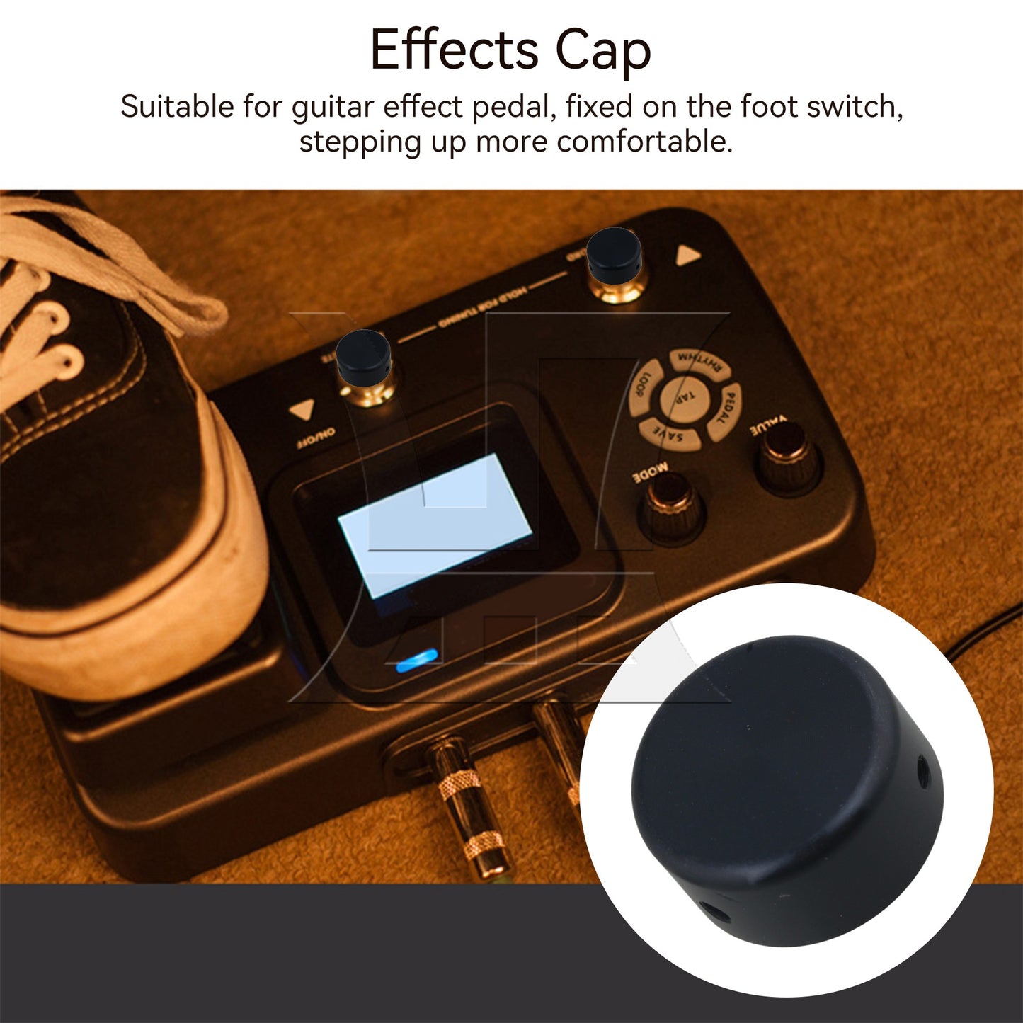 2 Pieces Guitars Effect Pedal Foot Nail Cap 3/8" Inner Diameter Black Metal