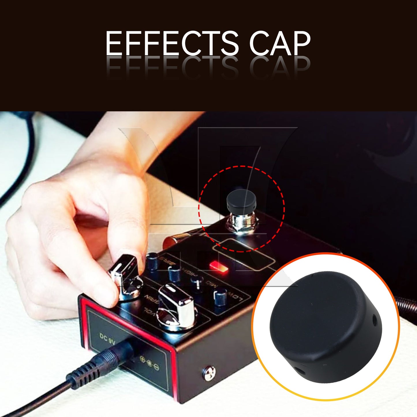 2 Pieces Guitars Effect Pedal Foot Nail Cap 3/8" Inner Diameter Black Metal