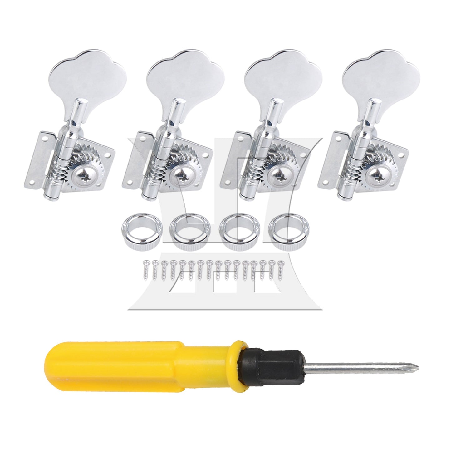 4R Chrome Bass Guitar Machine Heads Tuners / Elephant ear button