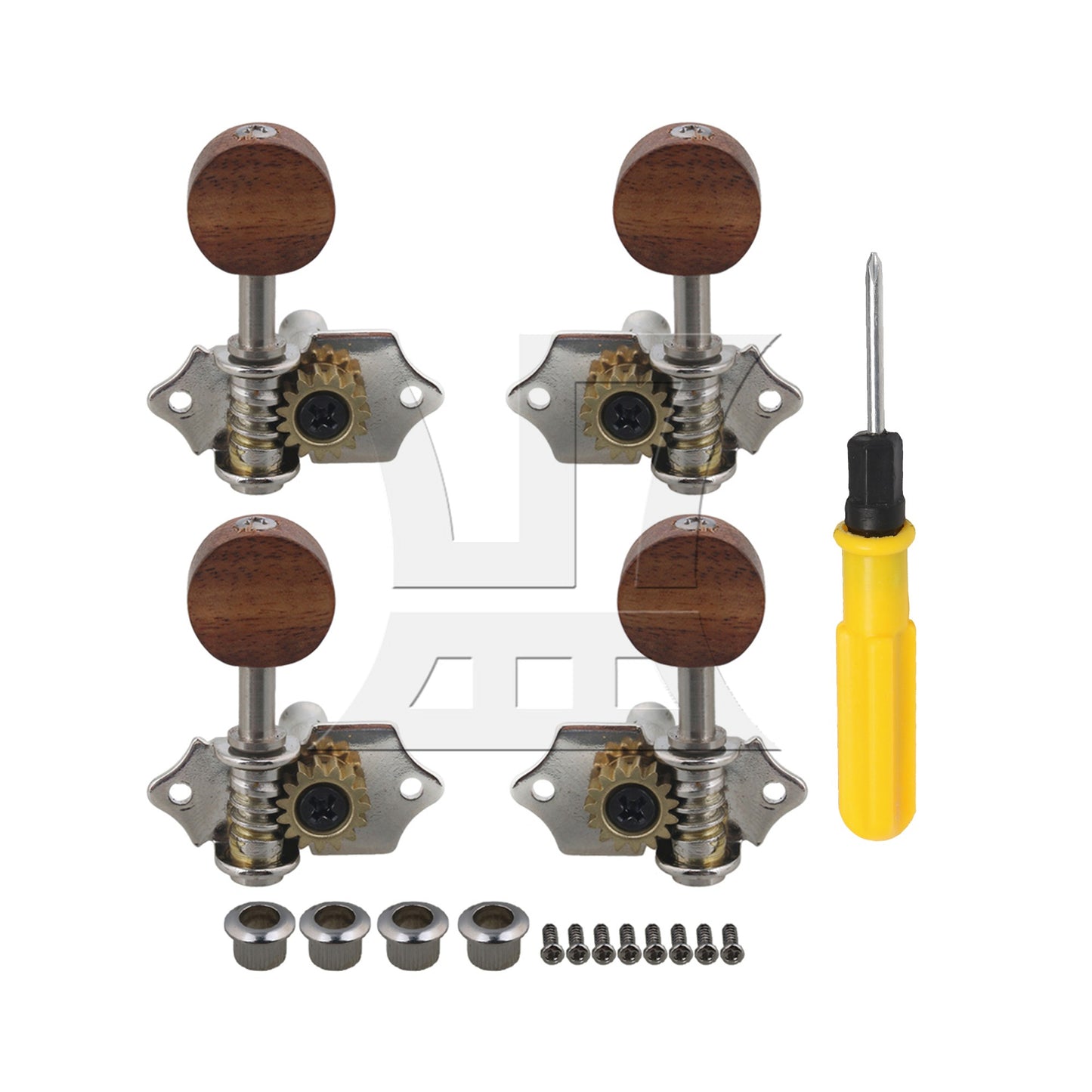 Yibuy Zinc Alloy Wood Material 2R2L Tuning Head Tuners for 4 String Ukulele