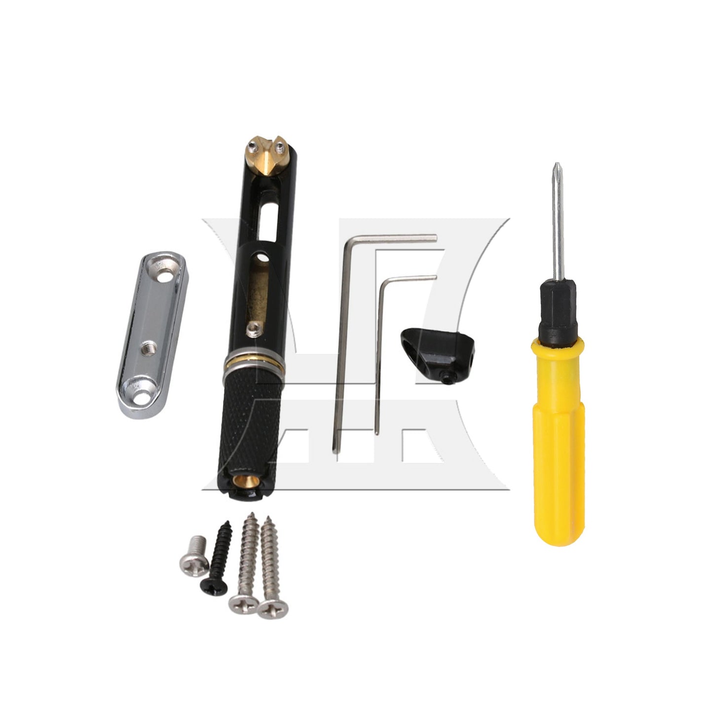 Black 5 Strings Headless Bass Bridge Including String Lock Nut Set