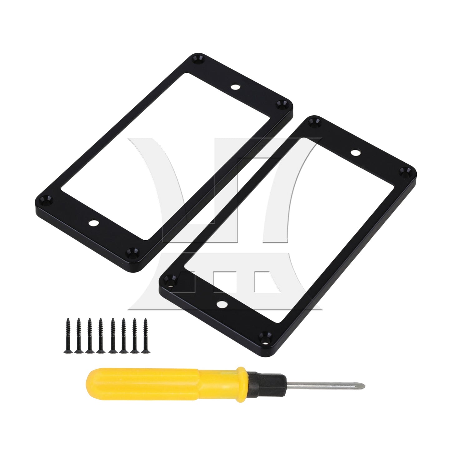 2 pcs Black ABS Flat Bottom Humbucker Pickup Mounting Ring Frames 92x45x5mm