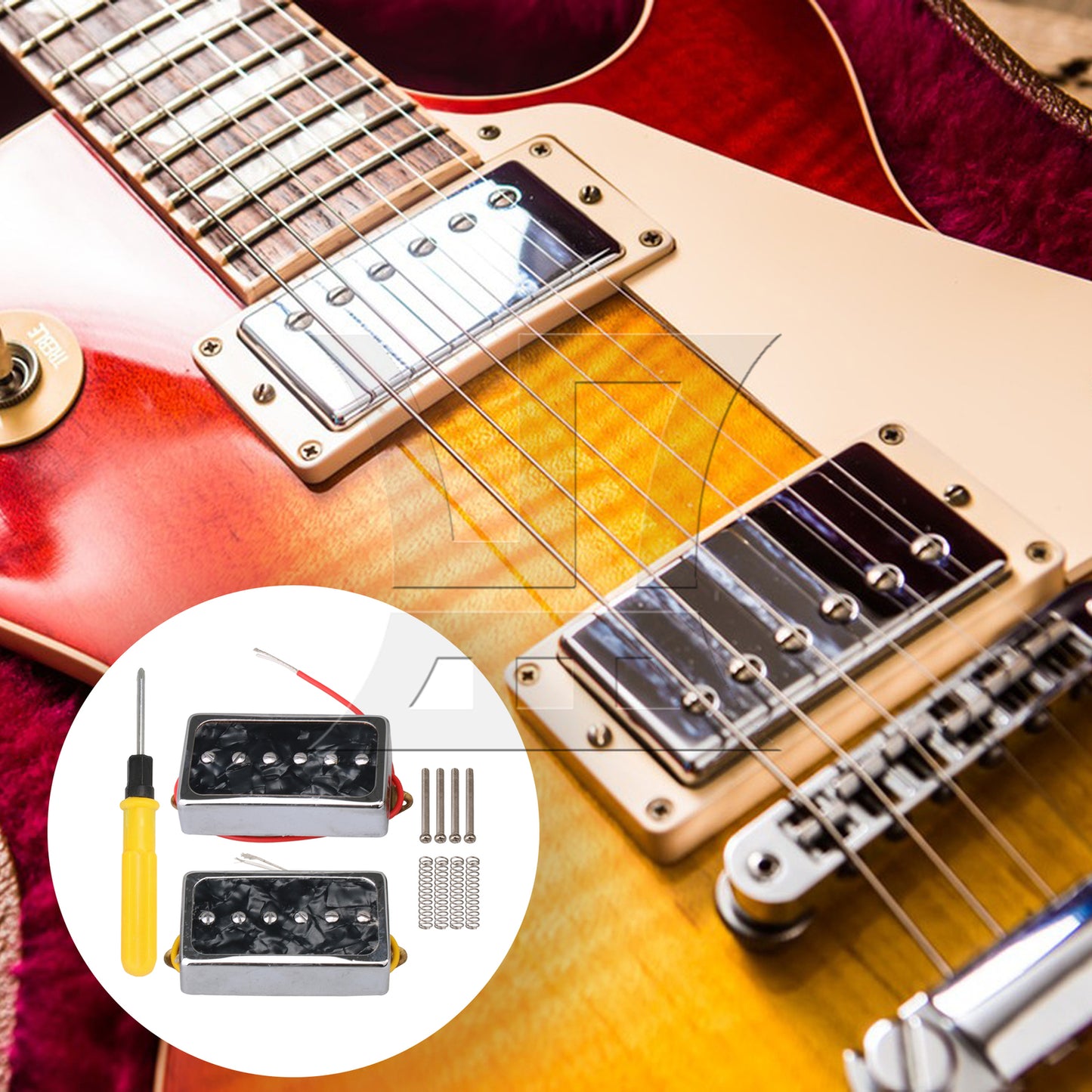 BQLZR Electric Guitar Neck Bridge Pickups P90 Single Coil Black Pearl w/ Screwdriver