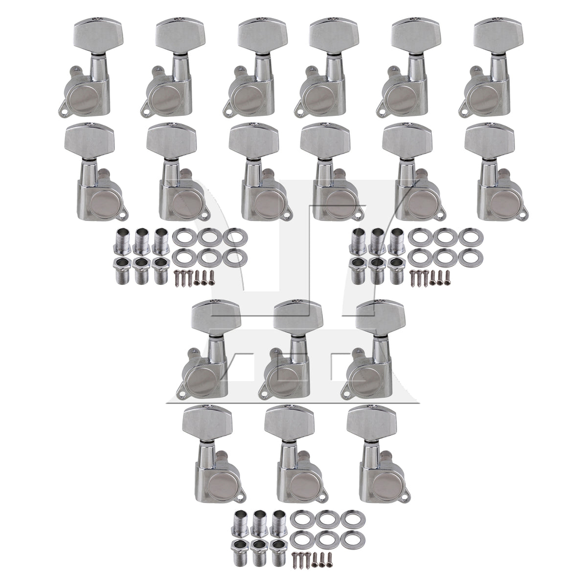 BQLZR Guitar Tuning Pegs Machine Heads 3L 3R Chrome w/ Screws and Ferrules