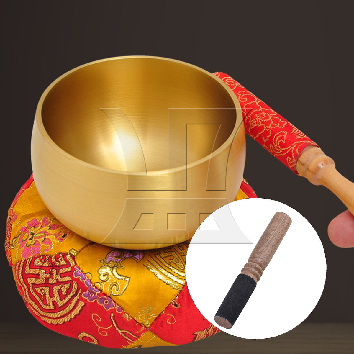 BQLZR 4PCS Tibetan Wooden Singing Bowl Mallet Striker Leather Grip 18x2.6cm