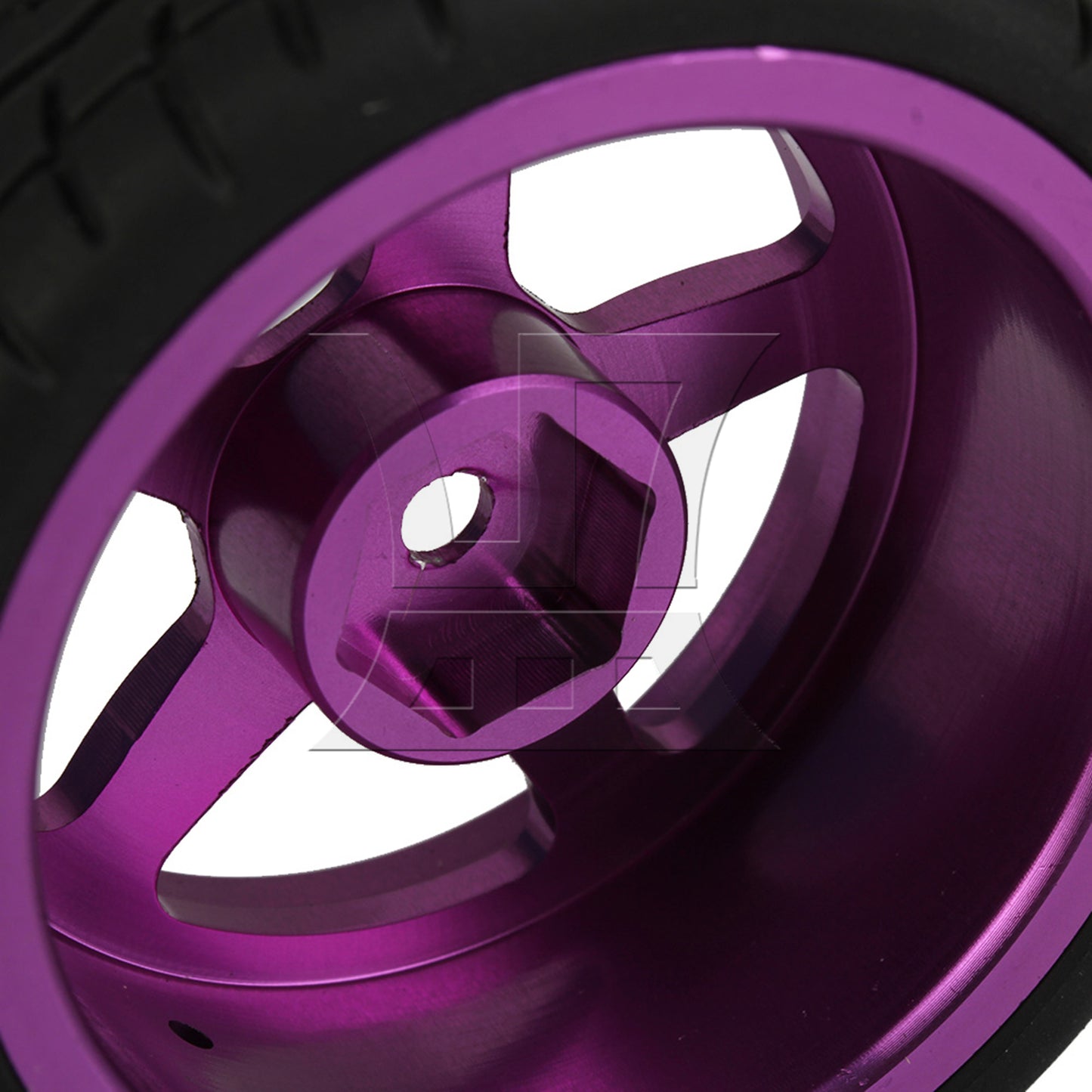 BQLZR RC1:10 On-Road Car Plastic Drift Tire + Purple Alloy 5-Spokes Wheel Rim