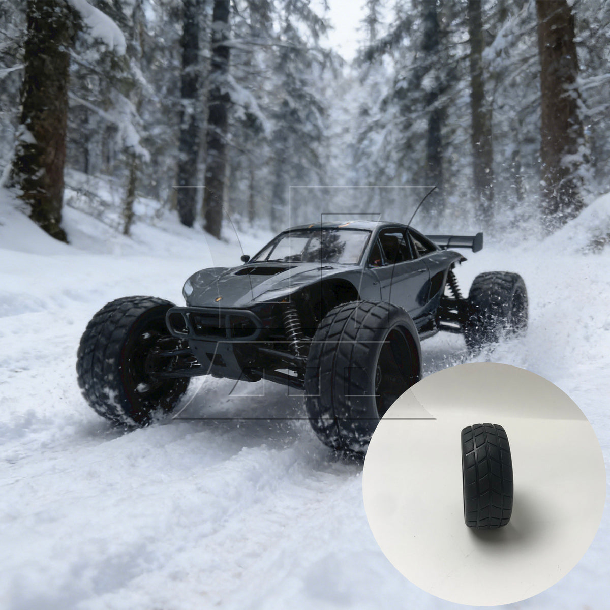 BQLZR 4x RC 1:10 On-Road Car Rubber Smooth Tires + White Y-shape Plastic Wheel Rims