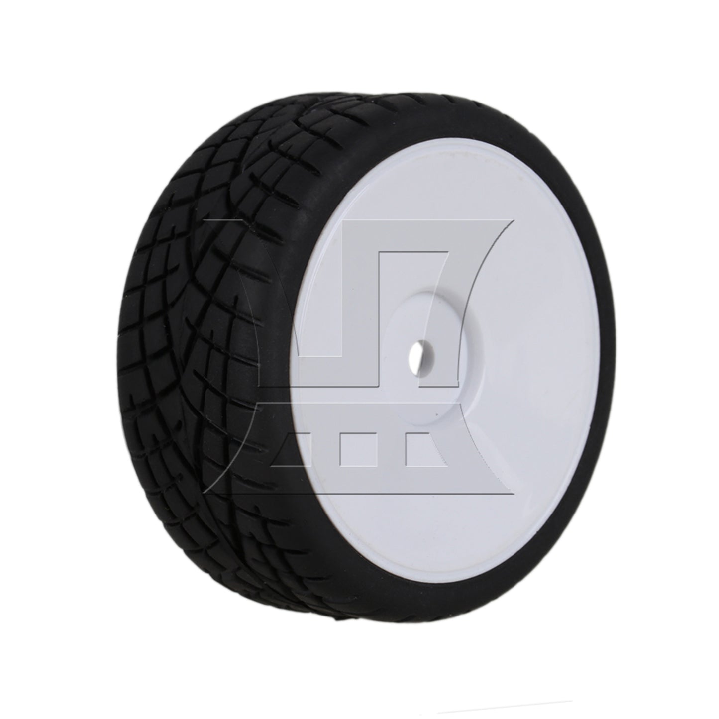 BQLZR RC1:10 On-road Fish Pattern Rubber Tires & Smooth Flat White Wheel Rims