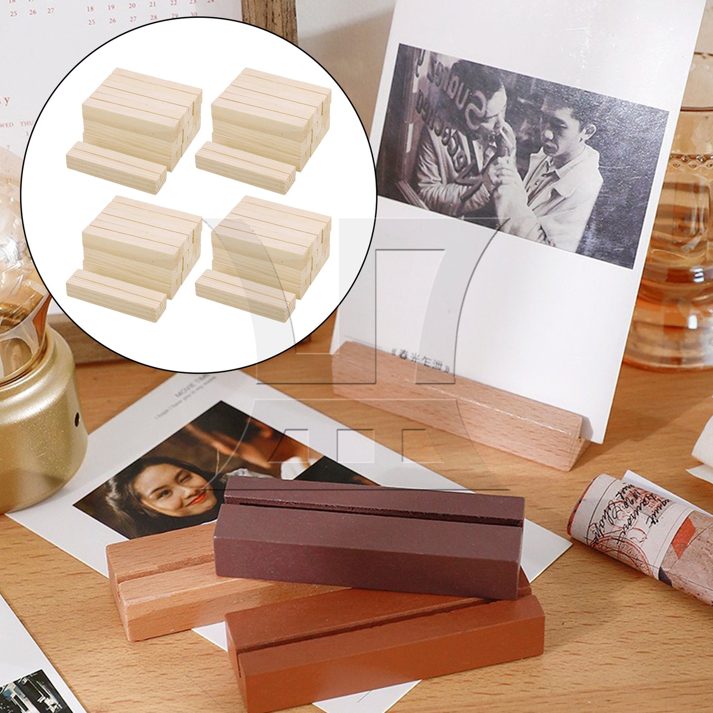 BQLZR 40 Pcs Wooden Business Card Holder Desk Display Wood Office Name Plate Case