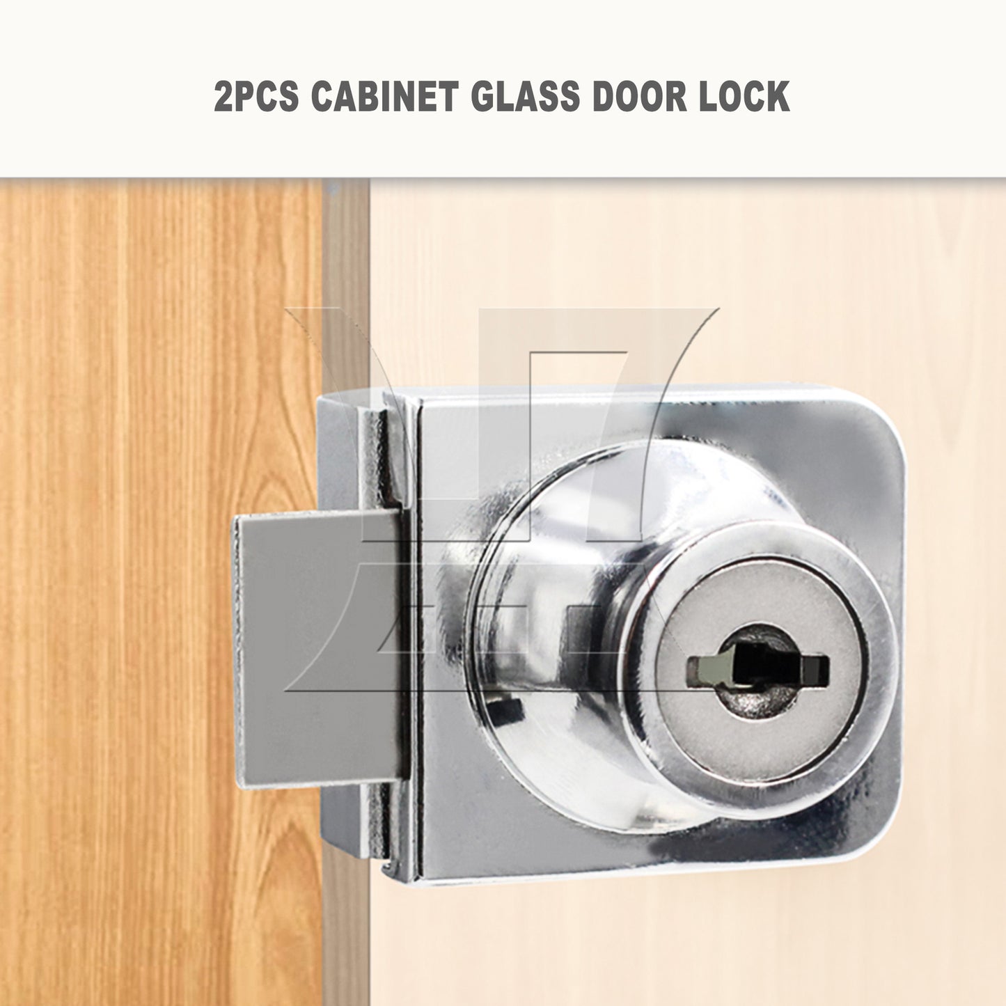 BQLZR Display Cabinet Door Lock 1.38x1.18inch Silver Stainless Steel w/ 4Pcs Key