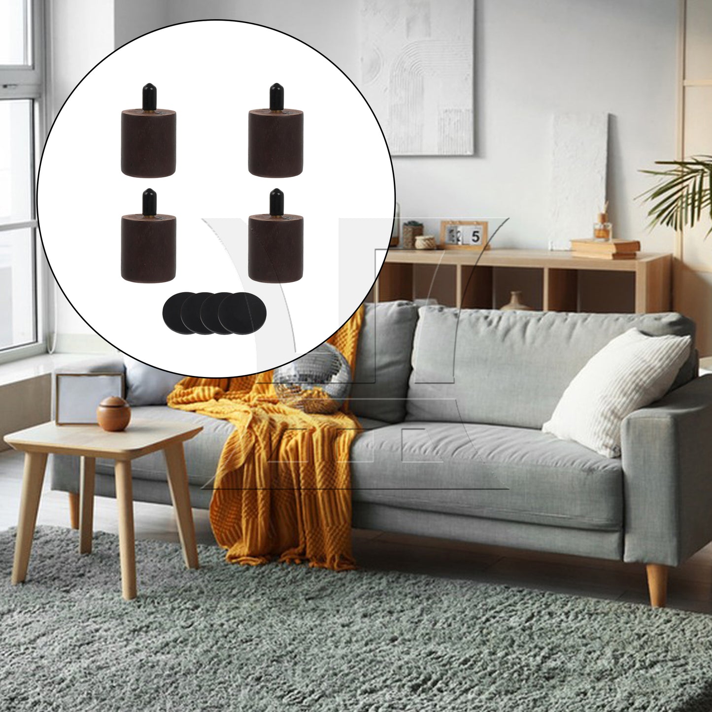 BQLZR Furniture Sofa Couch Legs Round Wood w/ Brad Hole Tee Nuts M3.5 Screw