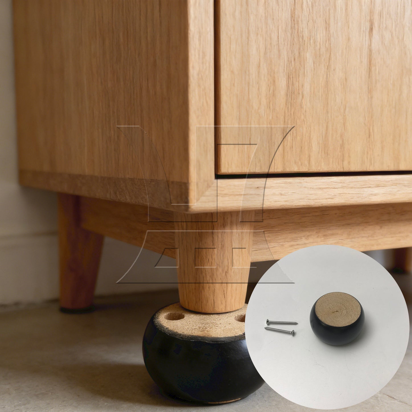 BQLZR Round Bun Furniture Feet 2.64"x1.57" Eucalyptus Wood Round Bun Furniture Feet