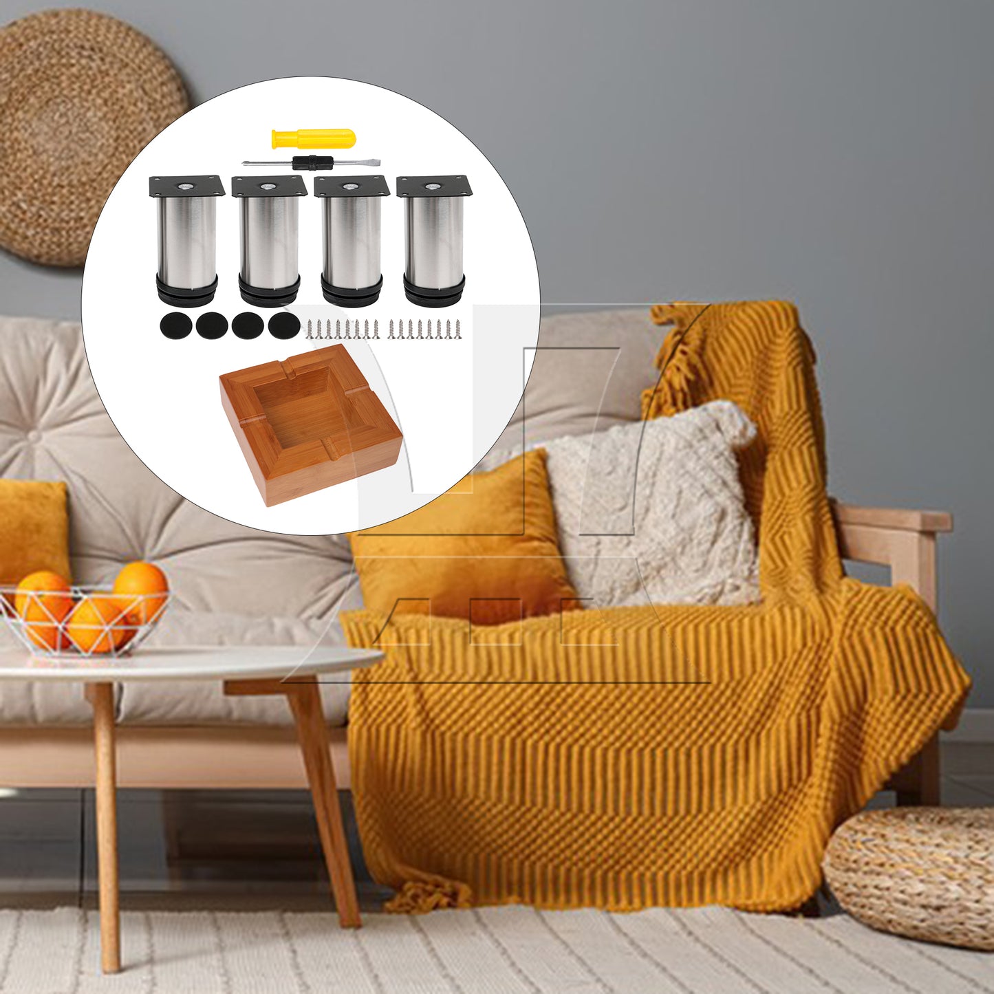 BQLZR 4 Pcs Adjustable Height Furniture Feet 3.94"-4.53" Set 55.12 lbs Single Load