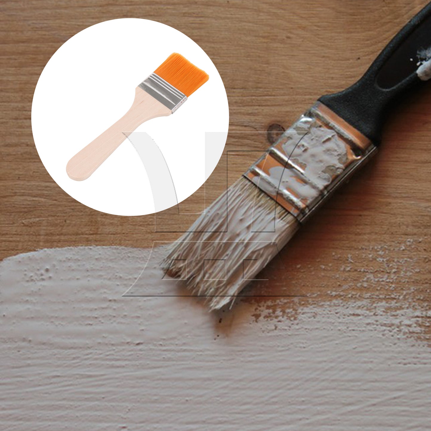 BQLZR 2 Pieces Thin Wood Painting Brush Tool 1.85" Width w/ White Nylon Mittens Set