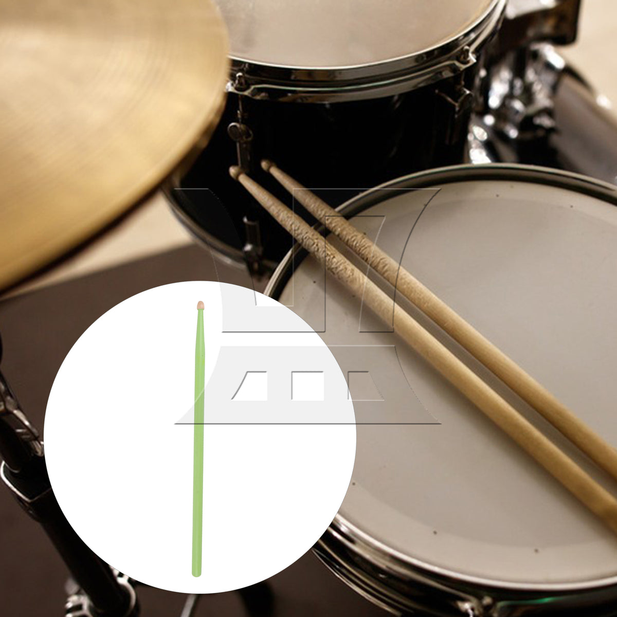 BQLZR 2pcs Wooden Drum Sticks 5A Green for Rock Jazz Blues