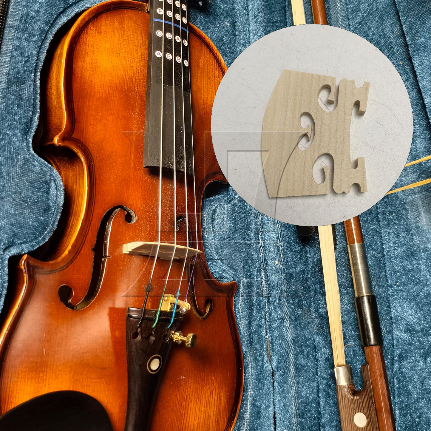 BQLZR 4/4 Violin Semi Fitted Fiddle String Wooden Bridge 1.85x1.57x0.24inch