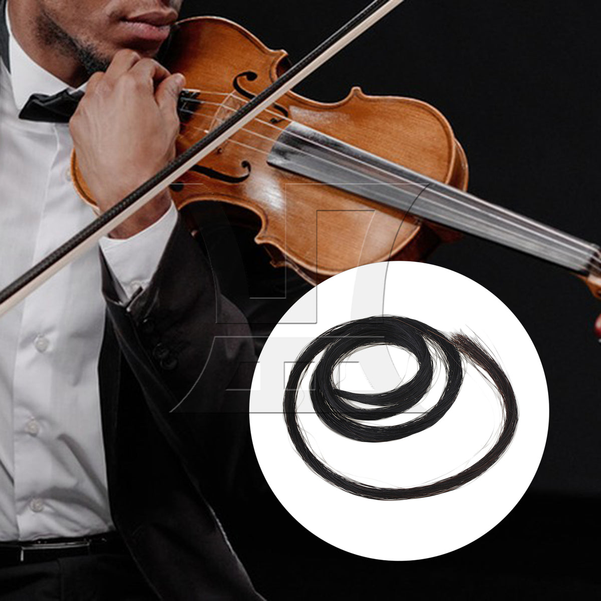 BQLZR 2 Pieces Violin Horse Tail Bow Hair Replacement Parts 31 to 31.5 Inch Black
