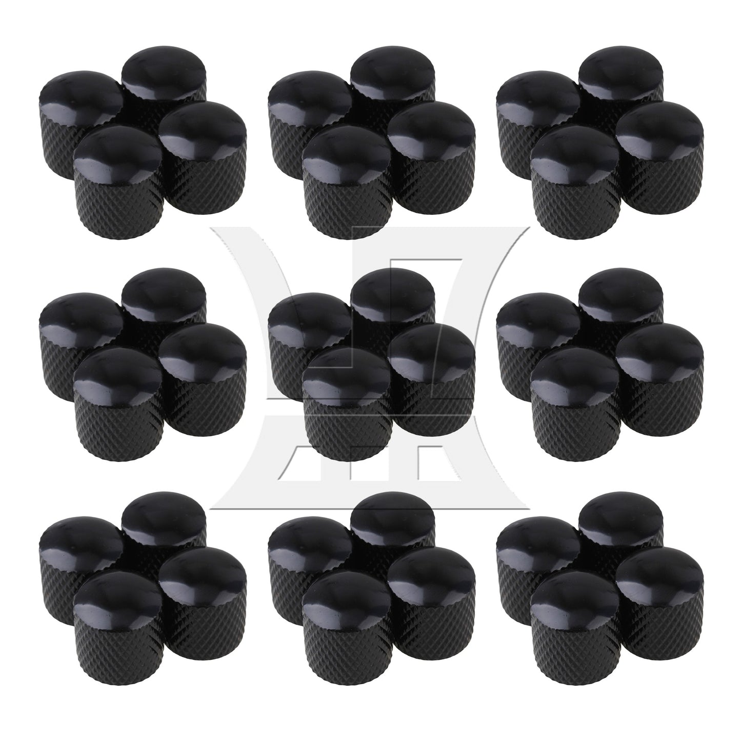 4pcs Black Plated Metal Electric Guitar Bass Dome Tone Knobs