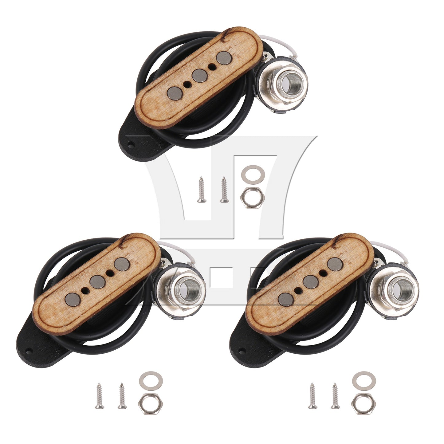 3-pole 4.3K Pre-wired 3 String Bass Pickup&Input Jack for Cigar Box Guitar BQLZR