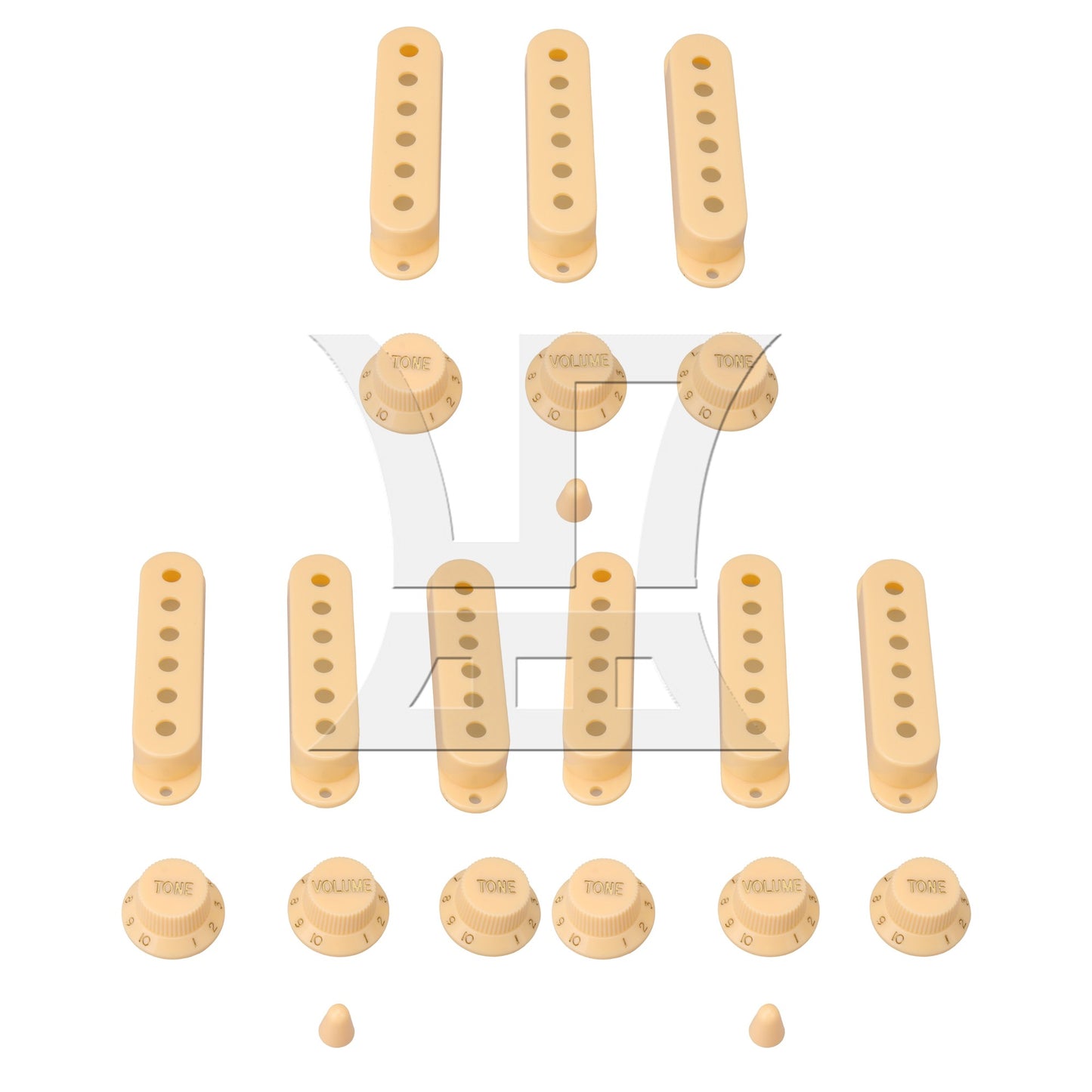 Cream Guitar Parts Set Switch tip Single coil Pickup Cover 1 volume 2 Tone Knobs
