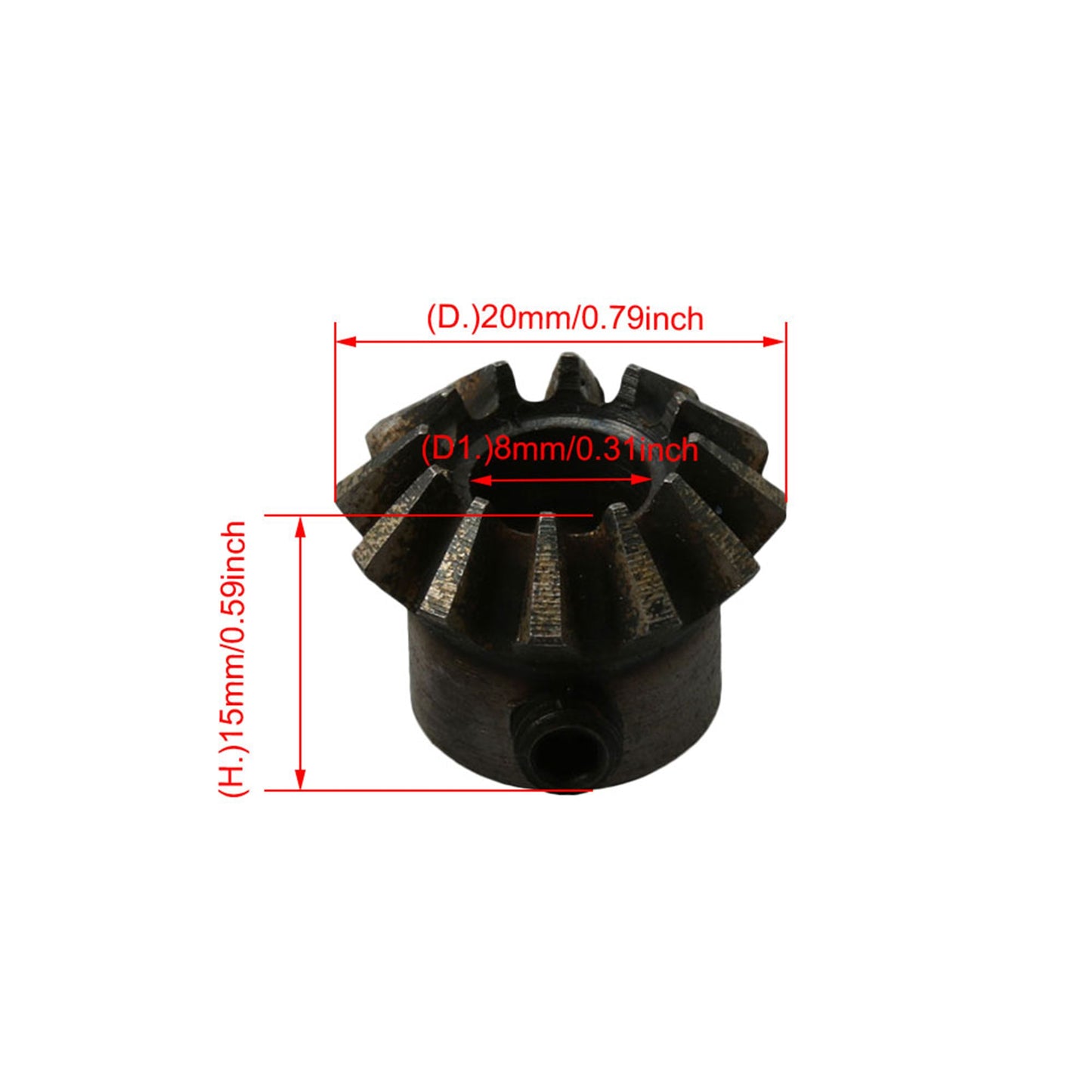 BQLZR 45# Steel 1.5 Modules 12 Teeth 8mm Hole Diameter 20mm OD Tapered Bevel Gear Wheel for Mechanical Accessory Pack of 2
