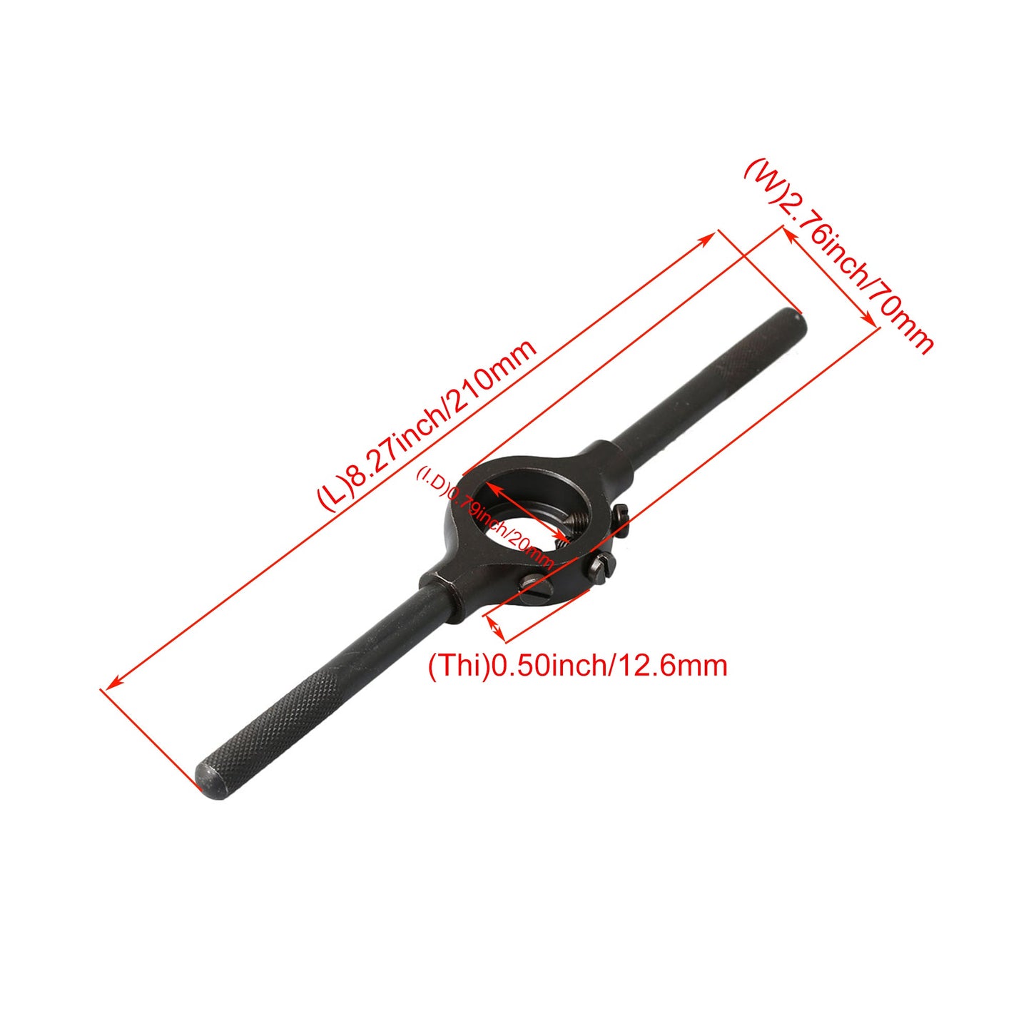 BQLZR Black Color 3.7CM Diameter #25.4 Round Die Handle Stock Holder Thread Tap Wrench Bar Tools