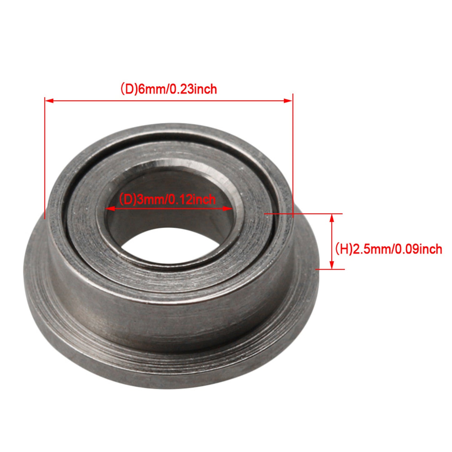 BQLZR Titanium Color 0.3x0.6x0.25CM MF63ZZ Bearing Steel Double Shielded Flanged Ball Bearing for Equipments Machines Pack of 10