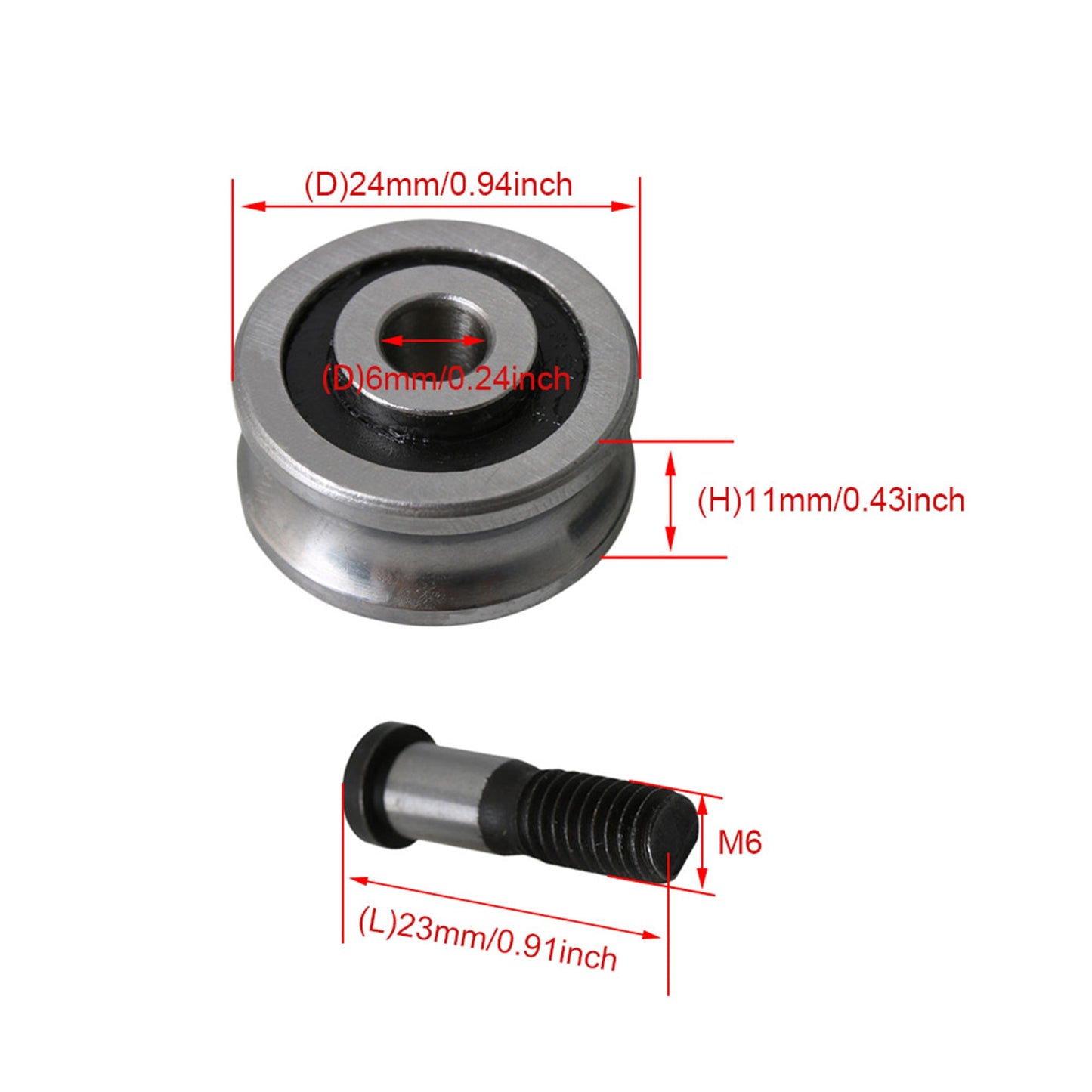 BQLZR Titanium Color Bearing Steel U Shaped Groove Guide Rail Ball Bearing with M6x23m