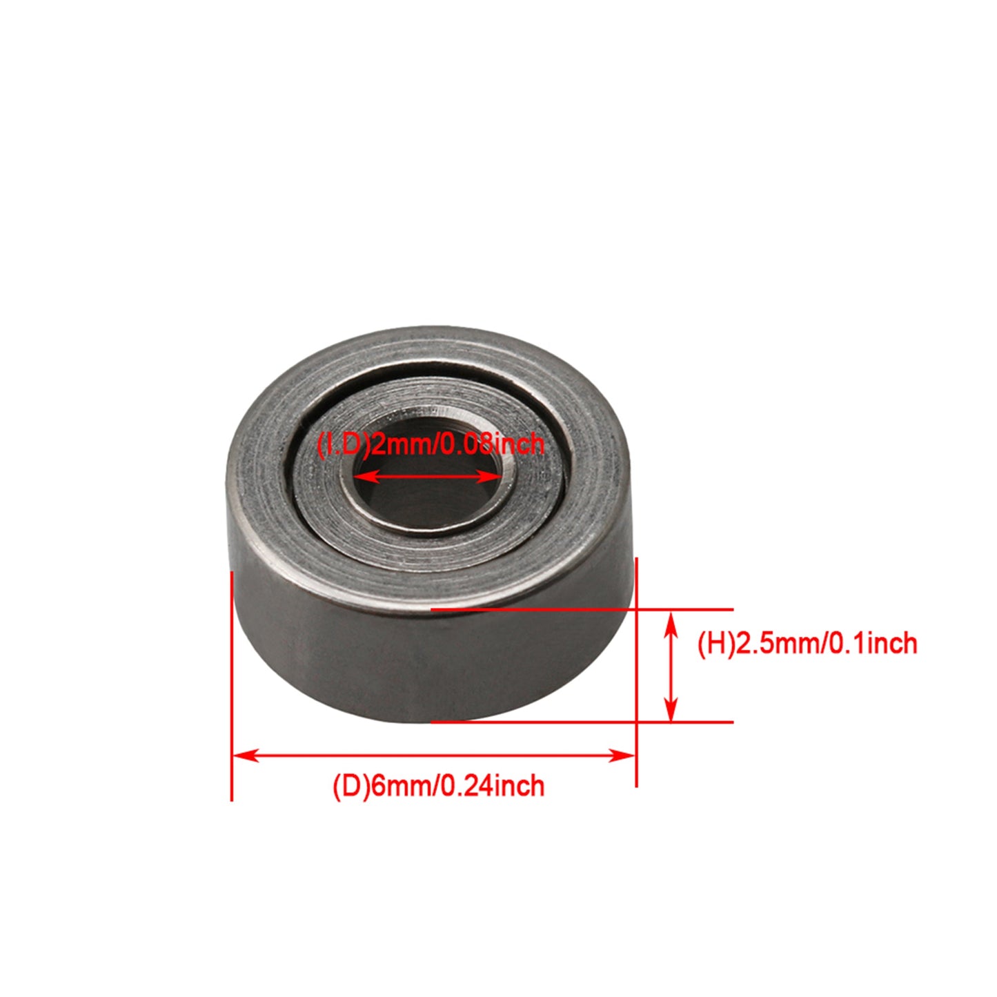 BQLZR 2x6x2.5mm Bearing Steel Metal Miniature Mini Ball Bearing Micro Bearings MR62ZZ Pack of 10