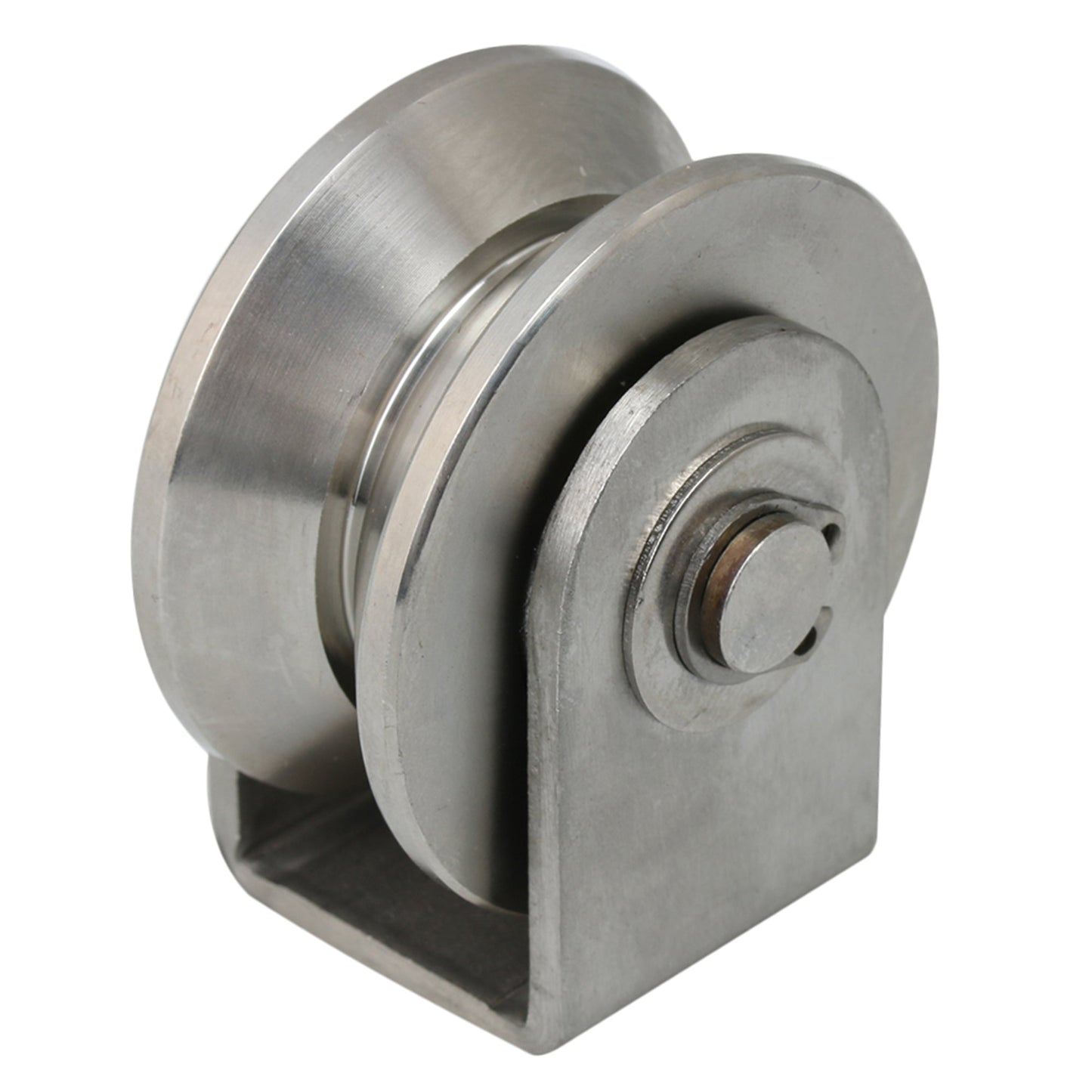 BQLZR 5.3x4.8x3.8cm Silver 201 Stainless Steel V Type Large Fixed Pulley Industrial Heavy Duty Pulley for Lifting Guide Wheel