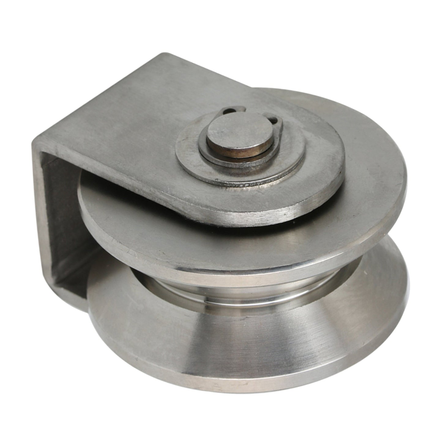 BQLZR 5.3x4.8x3.8cm Silver 201 Stainless Steel V Type Large Fixed Pulley Industrial Heavy Duty Pulley for Lifting Guide Wheel