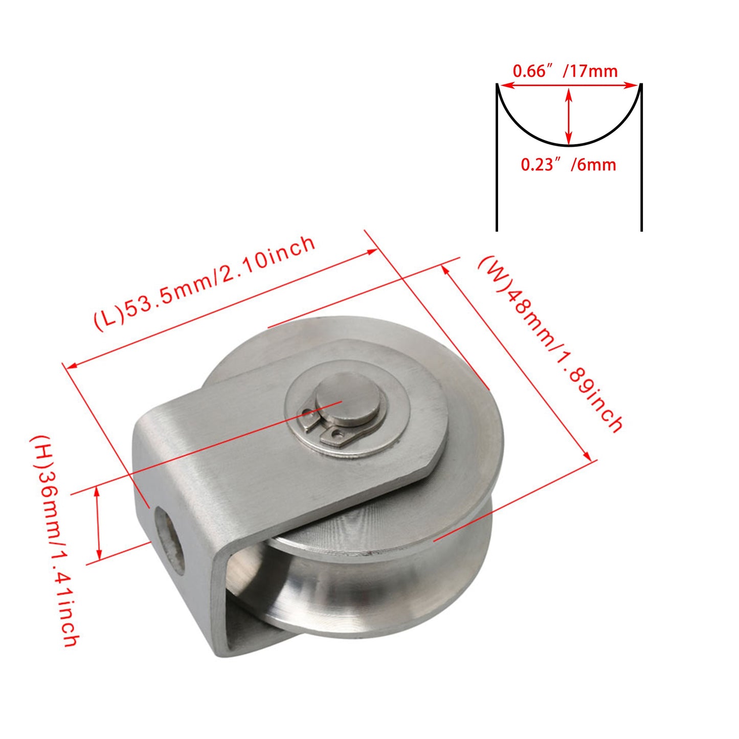 BQLZR 4.8x5.35x3.6cm Stainless Steel Sliding Wheel Roller U Type Wheel Track Rail Roller Fixed Pulley S Size