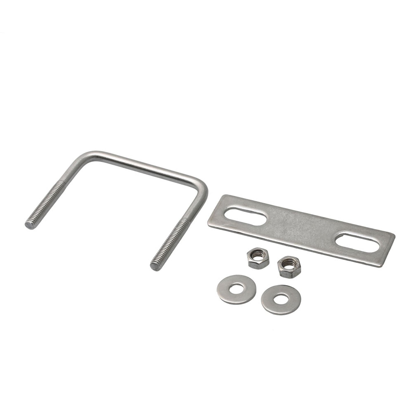 BQLZR 60mm Inner Width Silver Stainless Steel M6 Thread U Shape Bolt with Rectangle Plate Nuts and Washers for Pipe Fasterning