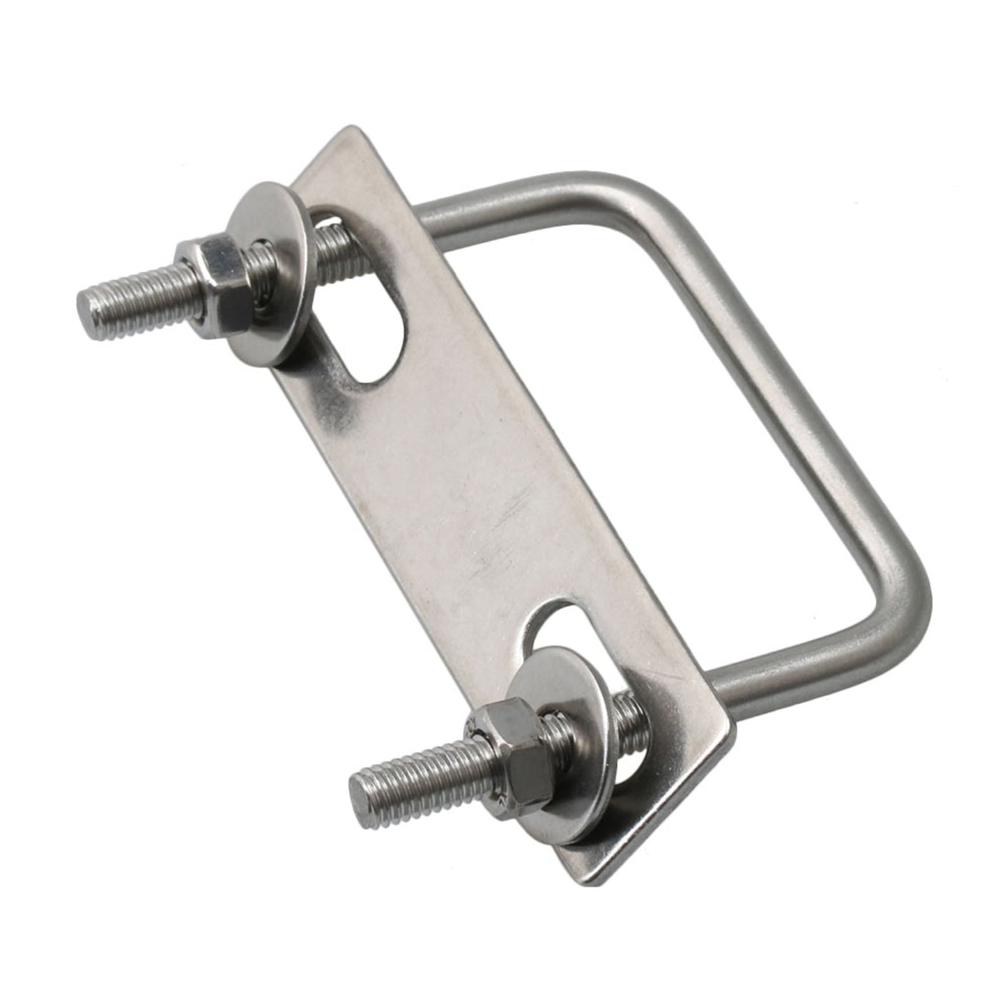 BQLZR 60mm Inner Width Silver Stainless Steel M6 Thread U Shape Bolt with Rectangle Plate Nuts and Washers for Pipe Fasterning