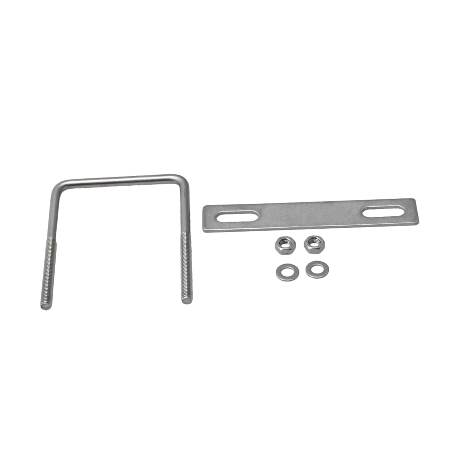 BQLZR 85mm Inner Width Silver Stainless Steel M8 Thread U Shaped Bolt with Rectangle Plate Nuts and Washers for Pipe Fasterning