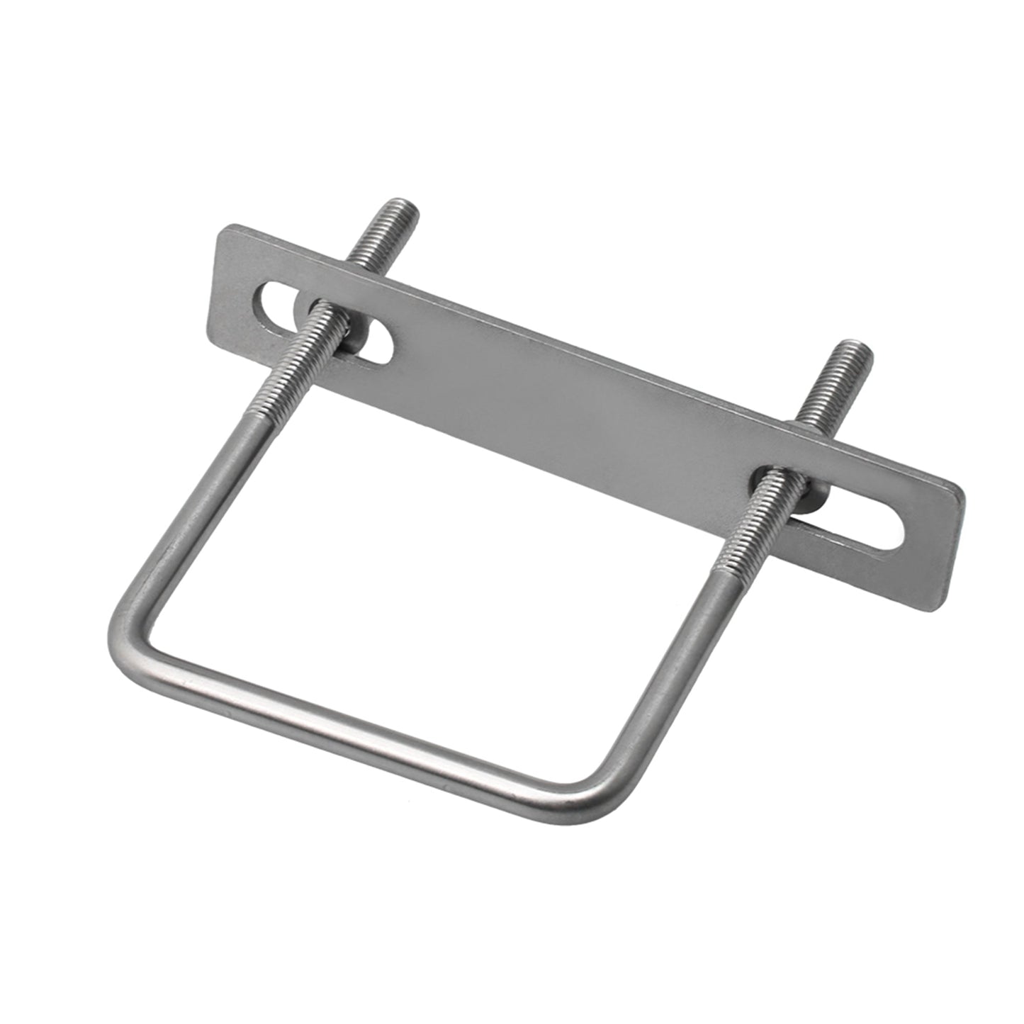 BQLZR 85mm Inner Width Silver Stainless Steel M8 Thread U Shaped Bolt with Rectangle Plate Nuts and Washers for Pipe Fasterning