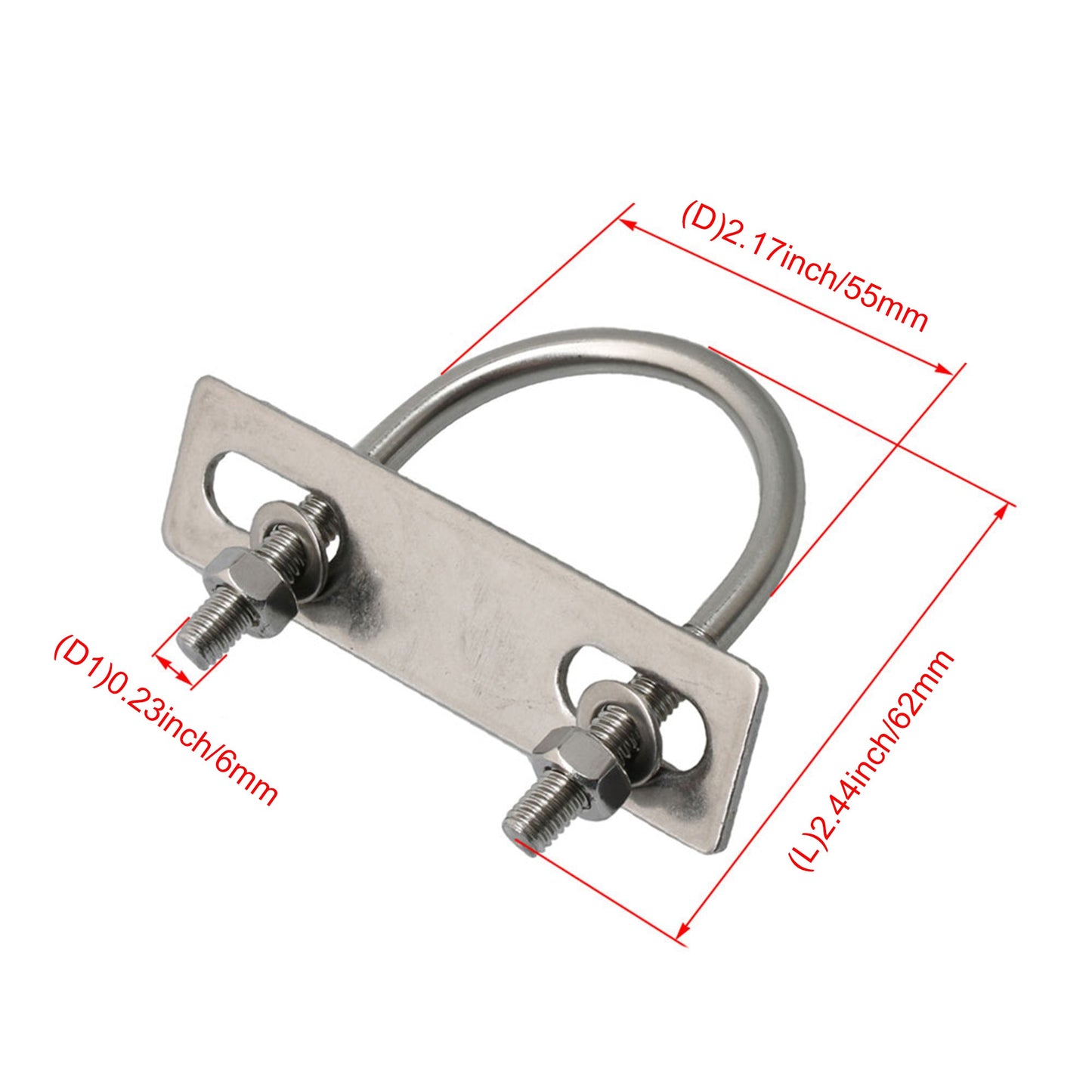 BQLZR 42mm Diameter Silver U Shaped Bolt U Bolt M6 Suitable for Automotive Home Industrial Applications Pack of 5