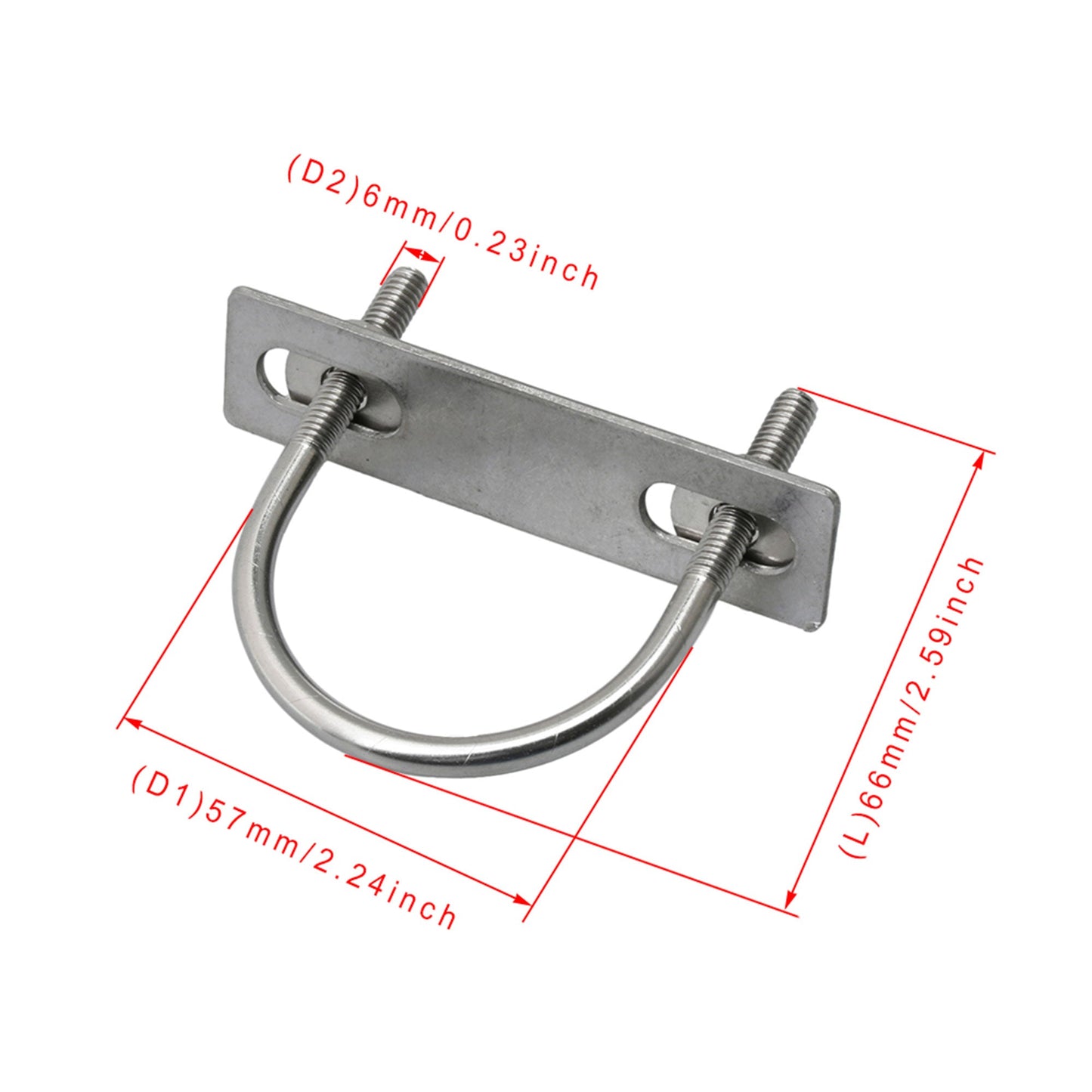 BQLZR ID 48mm Silver M6 U Shaped Bolt U Bolt Suitable for Automotive Home Industrial Applications Pack of 5