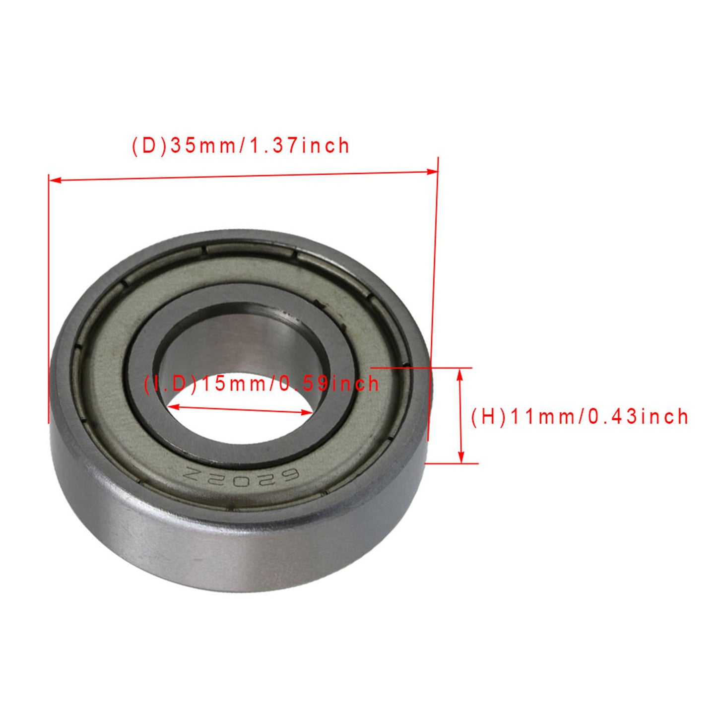 BQLZR 11mm Width 6202ZZ Deep Groove Ball Bearing Single Row Double Steel Cage Iron Cover 15mm ID 35mm OD Pack of 5