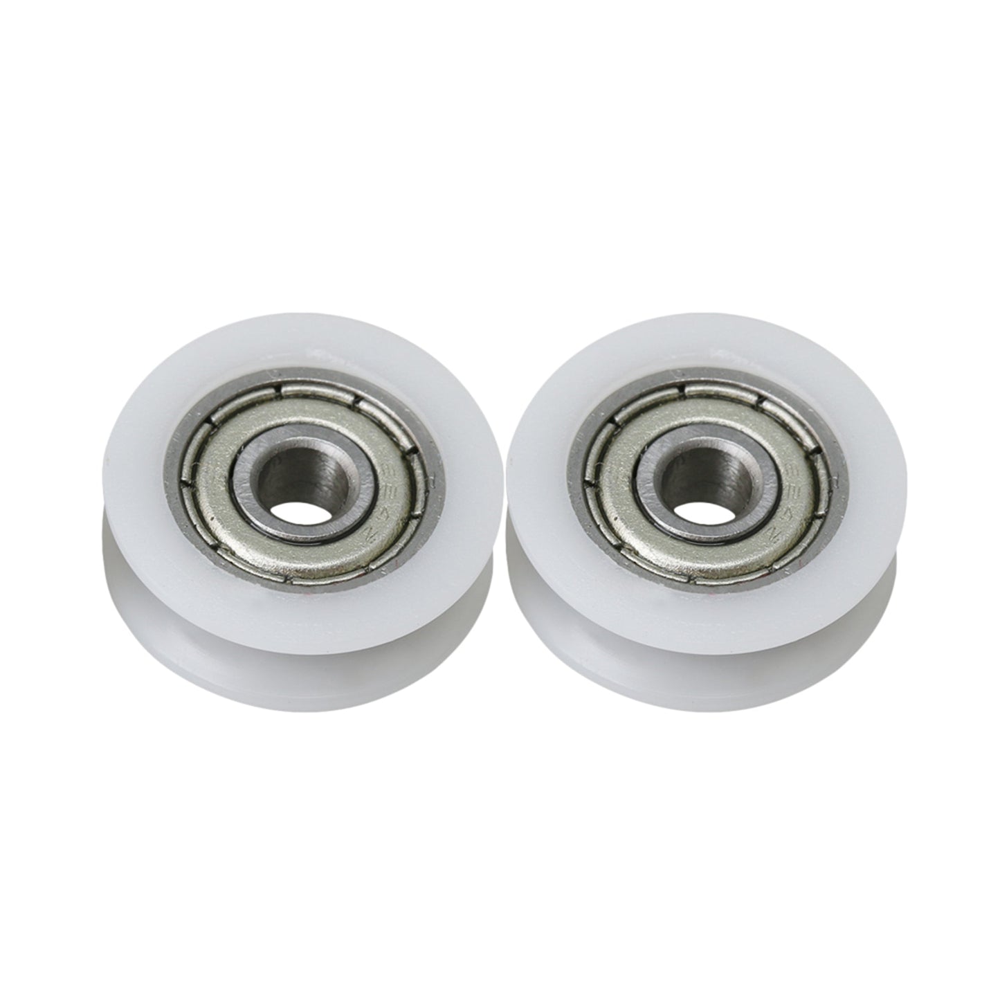 BQLZR 18mm Dia 6mm Width White Plastic Bearing Steel Sealed U-Groove Bearing for Slide Gate and Window Max-load 27kg Pack of 2