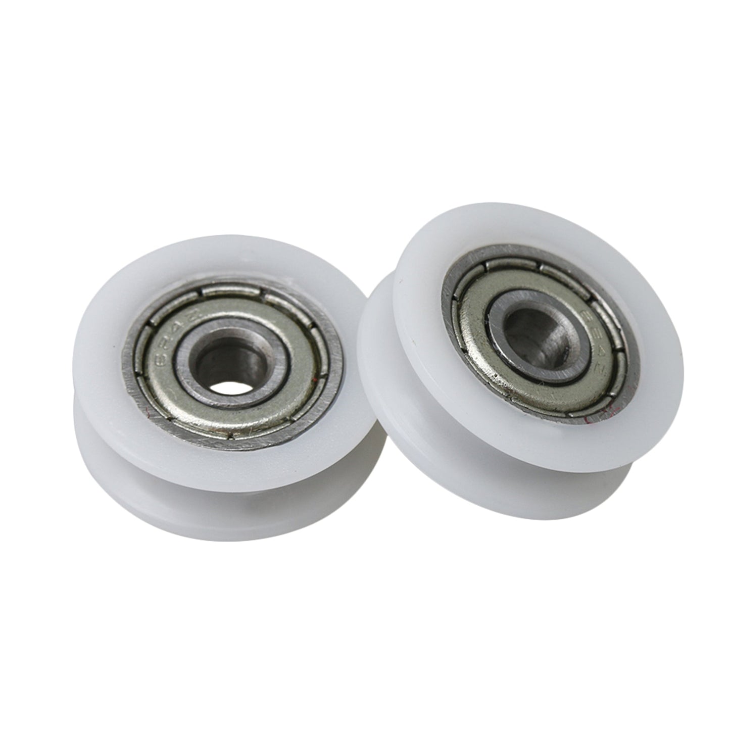 BQLZR 18mm Dia 6mm Width White Plastic Bearing Steel Sealed U-Groove Bearing for Slide Gate and Window Max-load 27kg Pack of 2