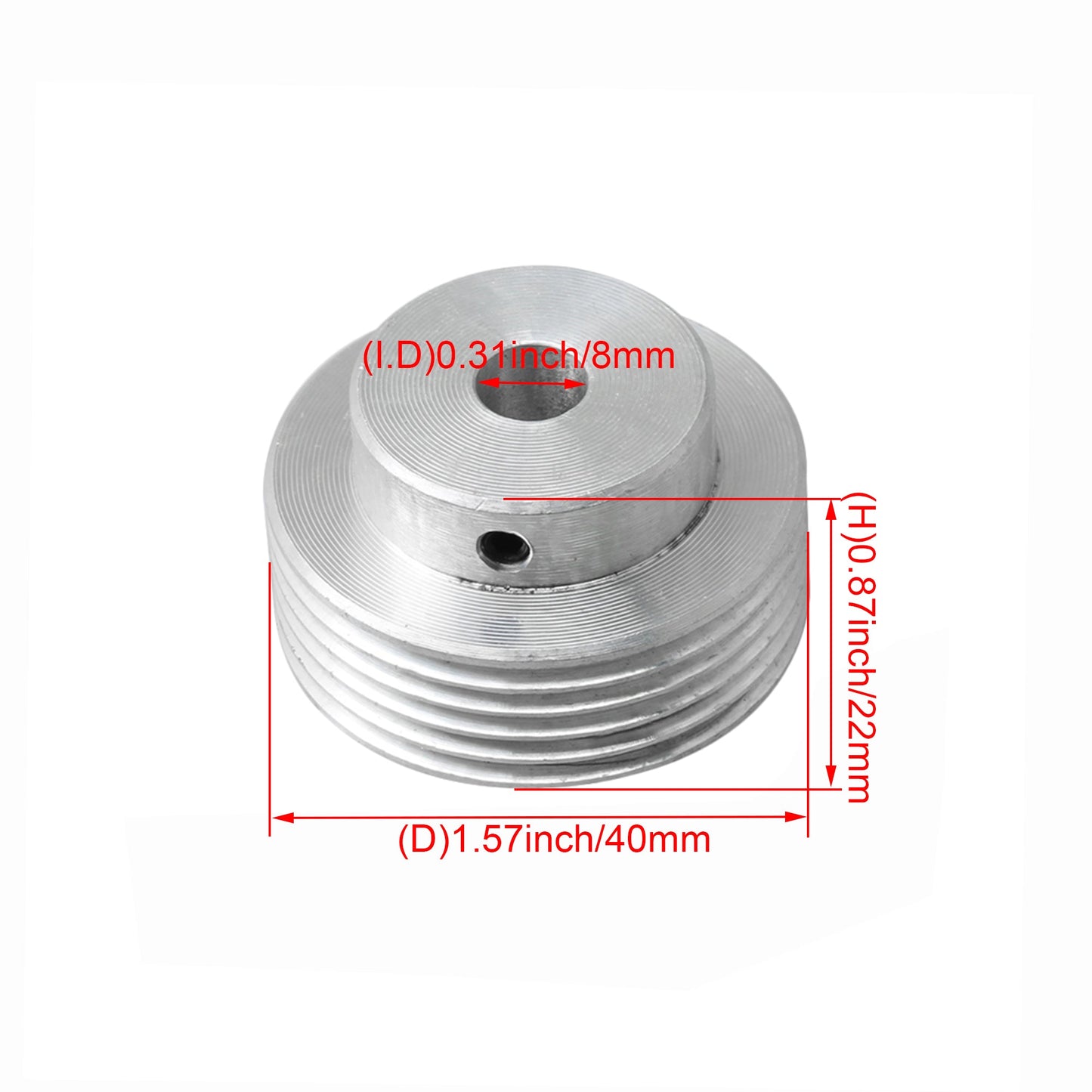 BQLZR 40mm Diameter 8mm Bore Silver Machine Power Tool Accessories Multi Wedge Belt Pulley Fitting for V-Belt